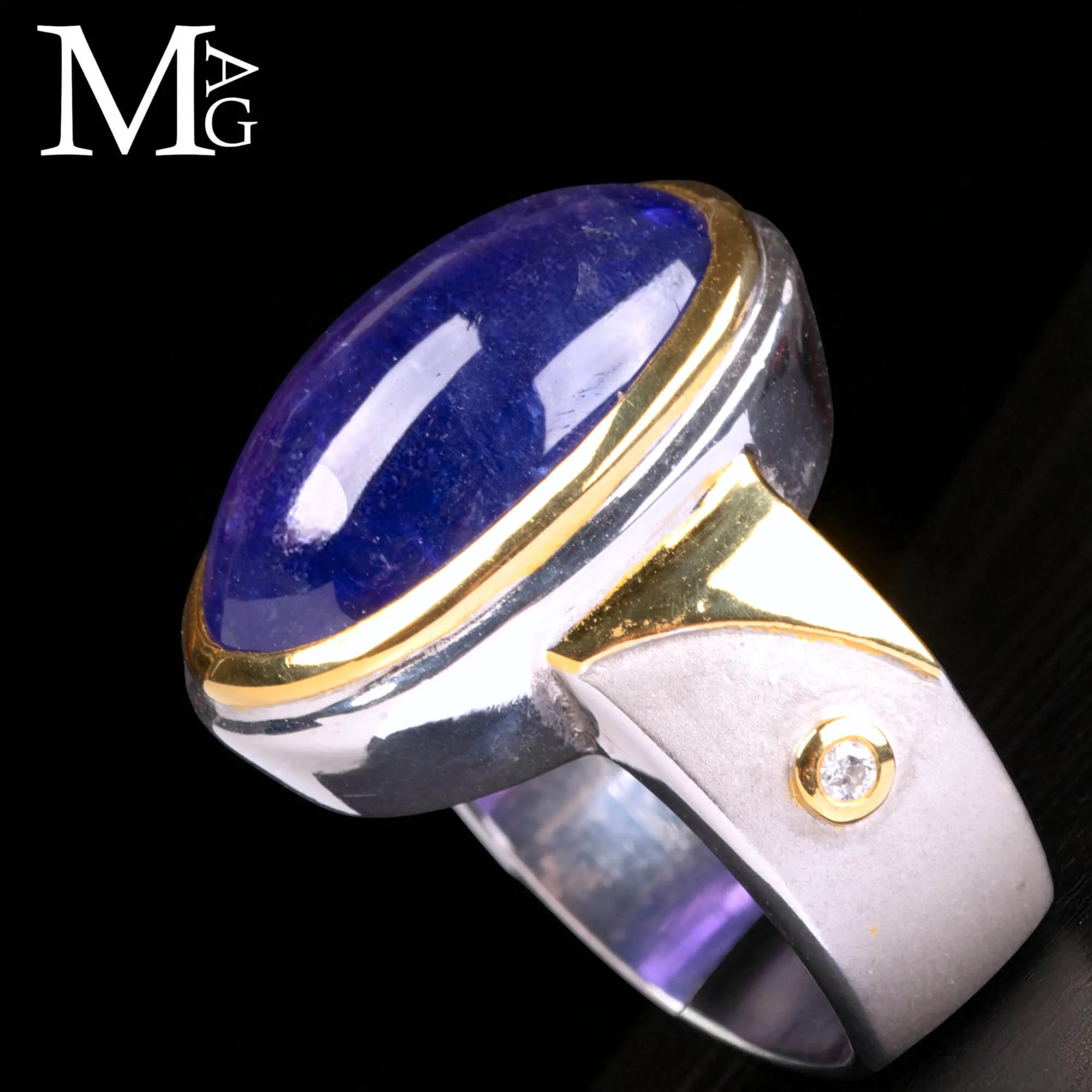 Anello in Argento e Oro 18K - Tanzanite, Zaffiro e Diamante