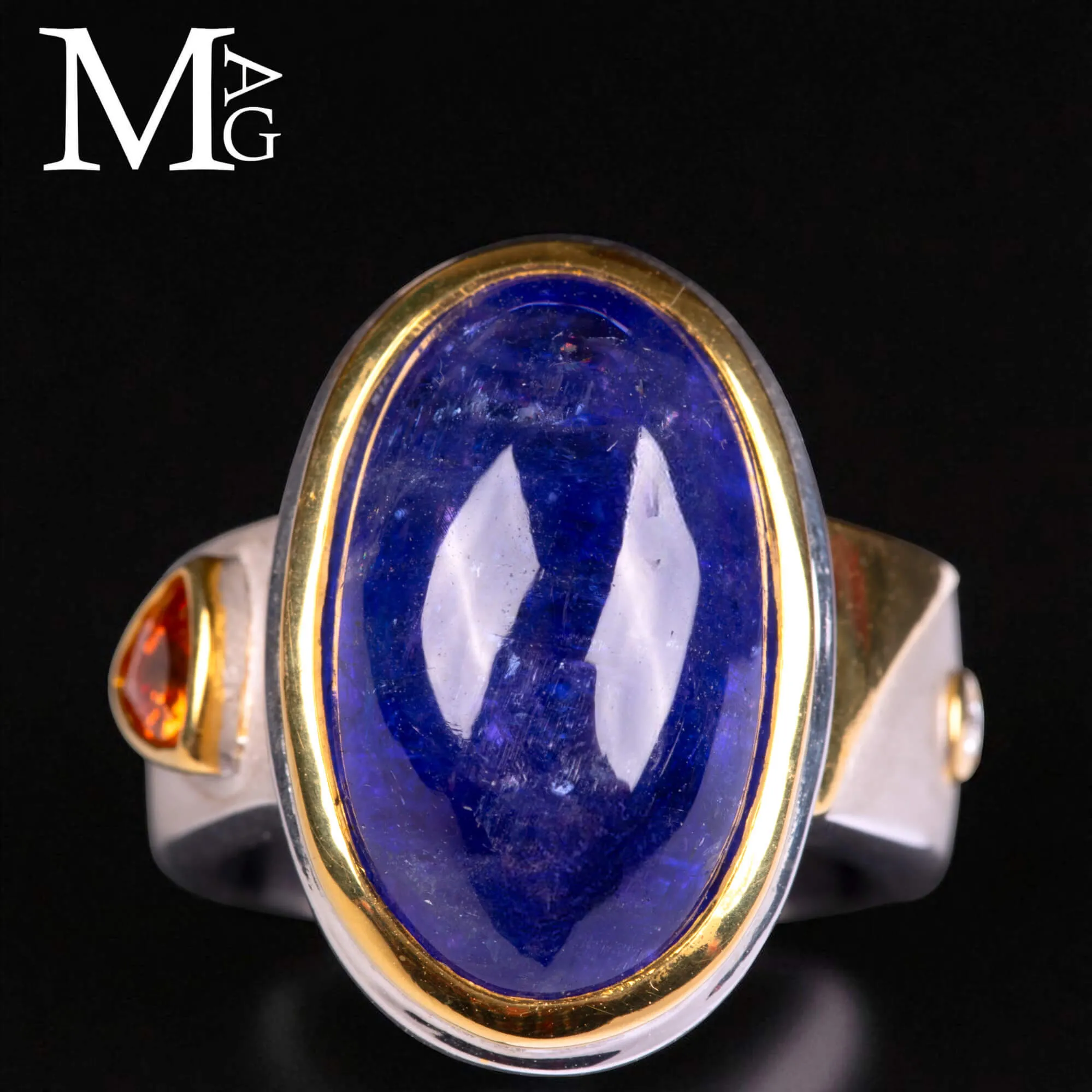 Anello in Argento e Oro 18K - Tanzanite, Zaffiro e Diamante
