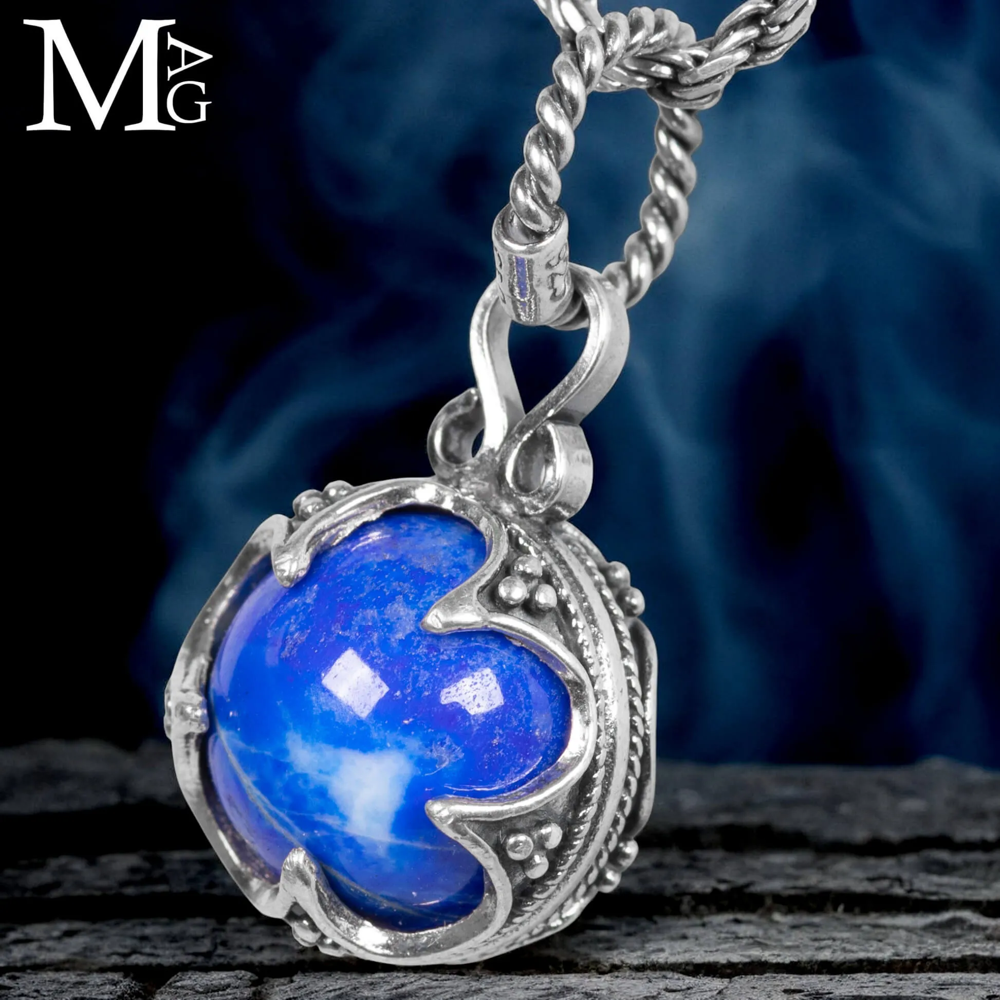 Ciondolo in argento con sfera di Lapis – Vichingo Gotland