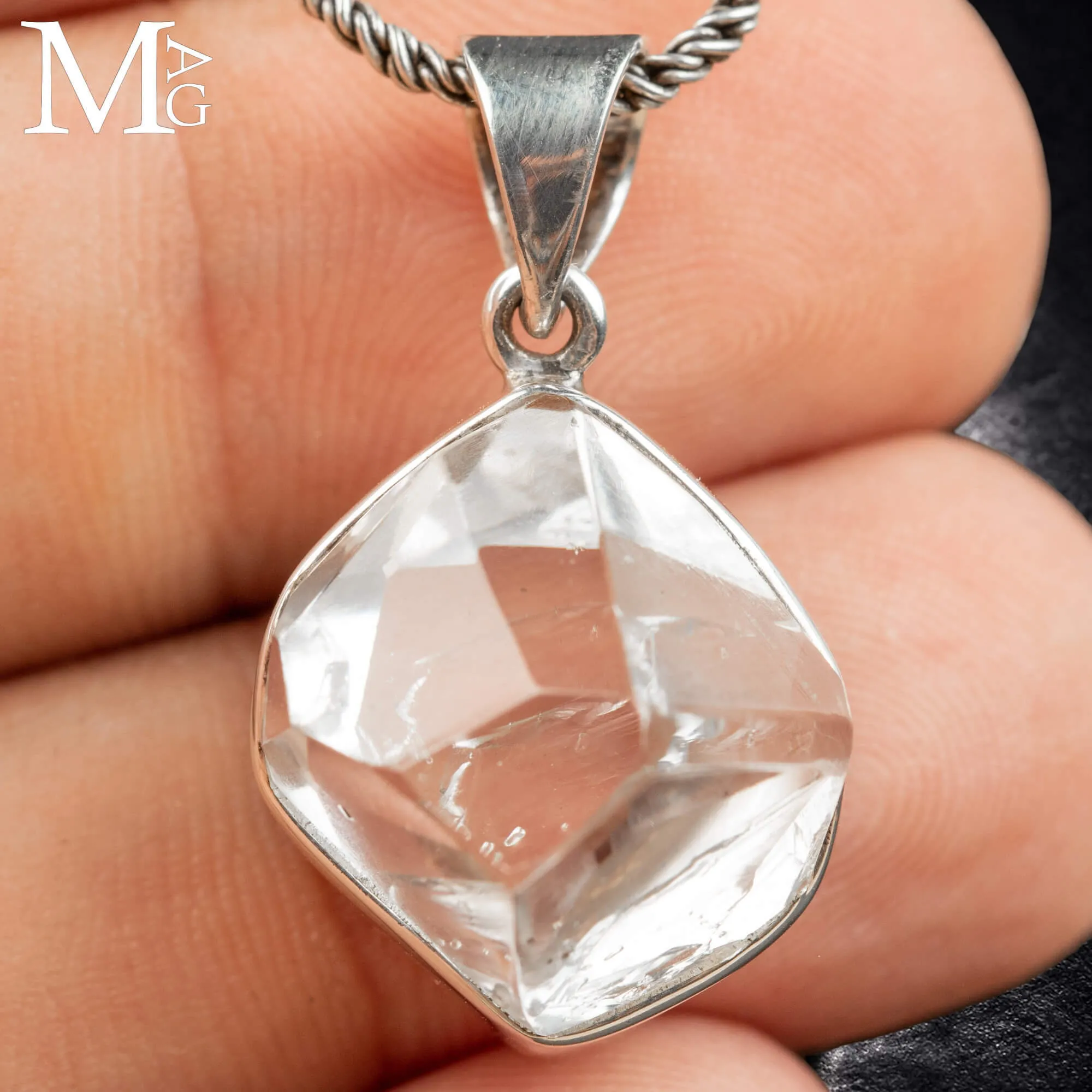Ciondolo in Argento 925 con Herkimer Diamond – Quarzo Biterminato Naturale
