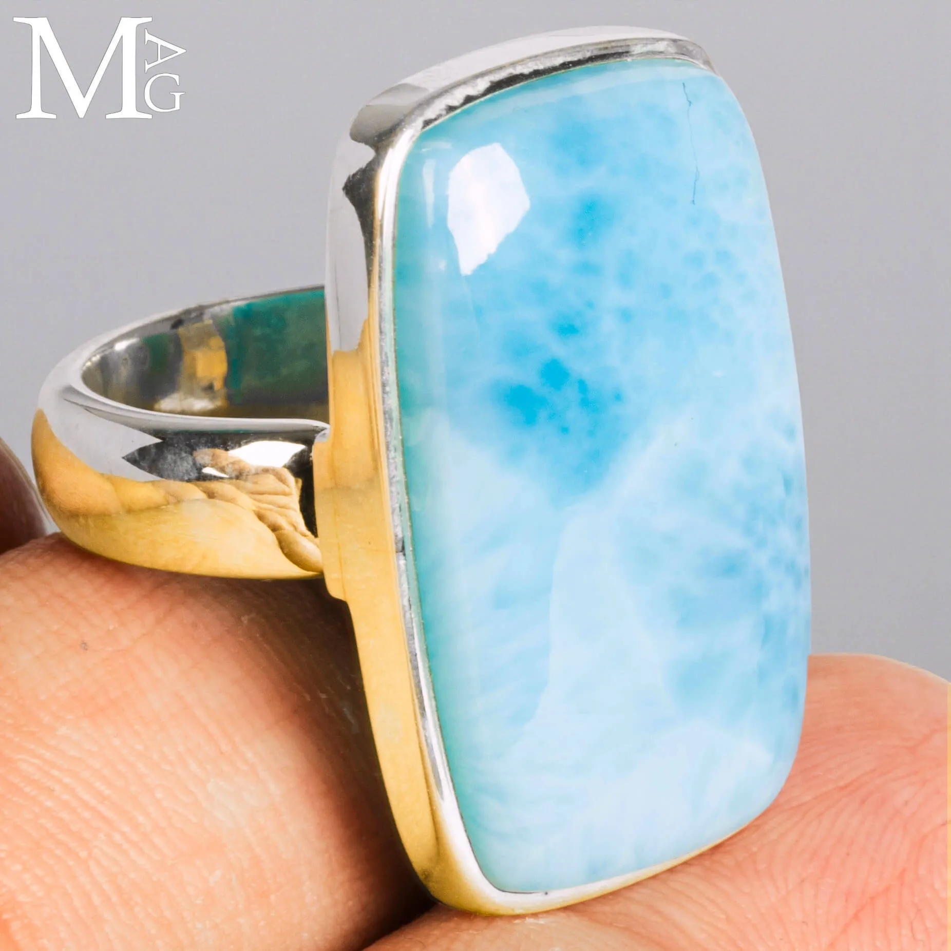 Anello Larimar Naturale dei Caraibi.