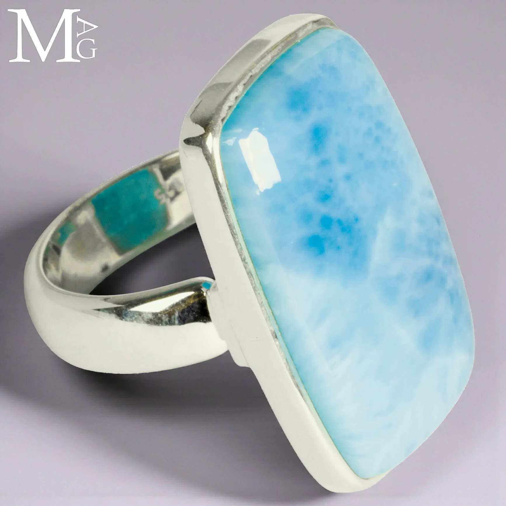 Anello Larimar Naturale dei Caraibi.