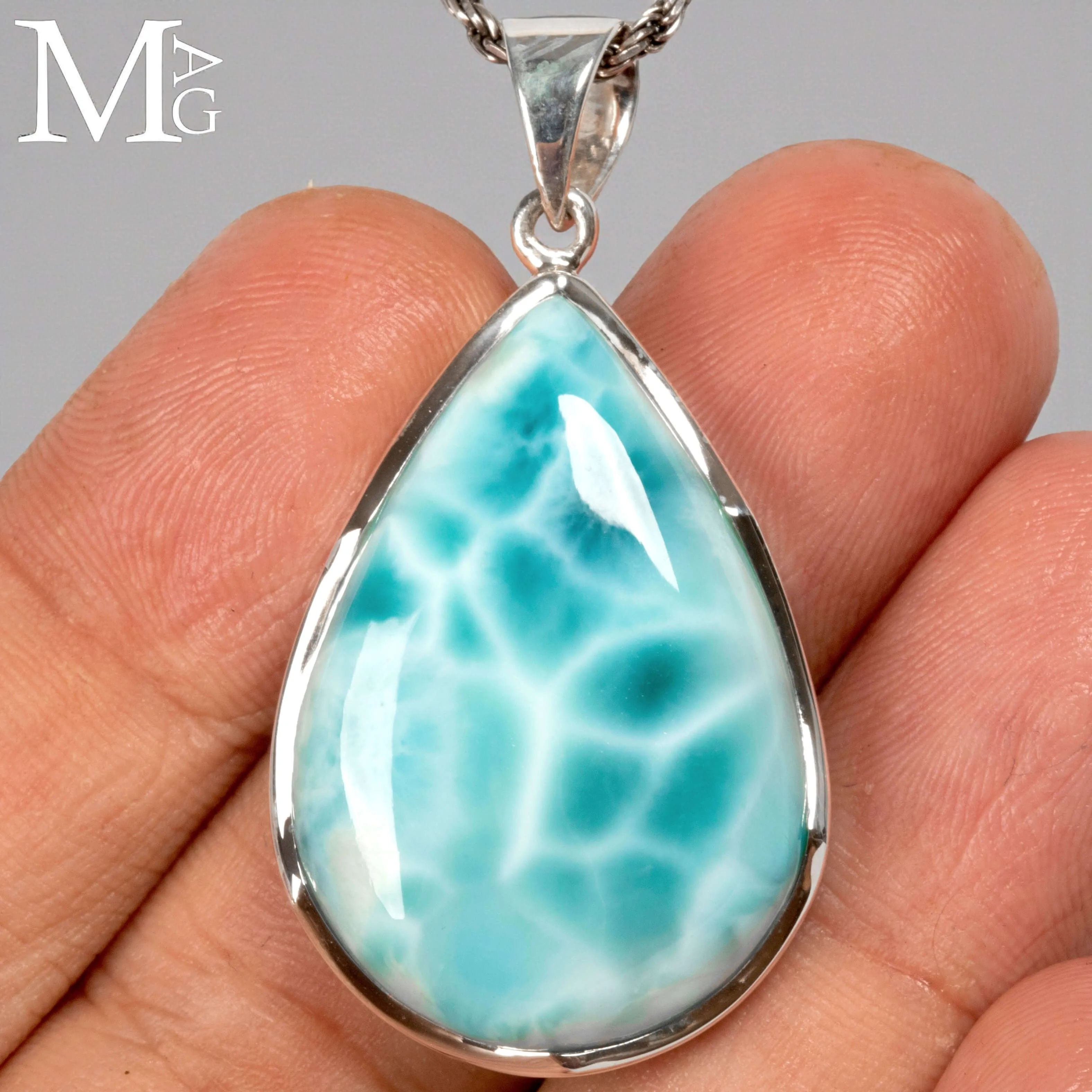 Gioiello Goccia di Larimar in Argento.