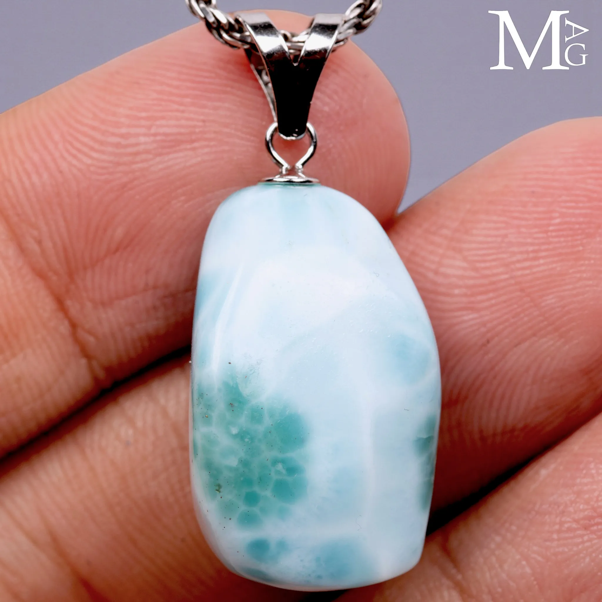 Ciondolo in argento 925 con Larimar naturale