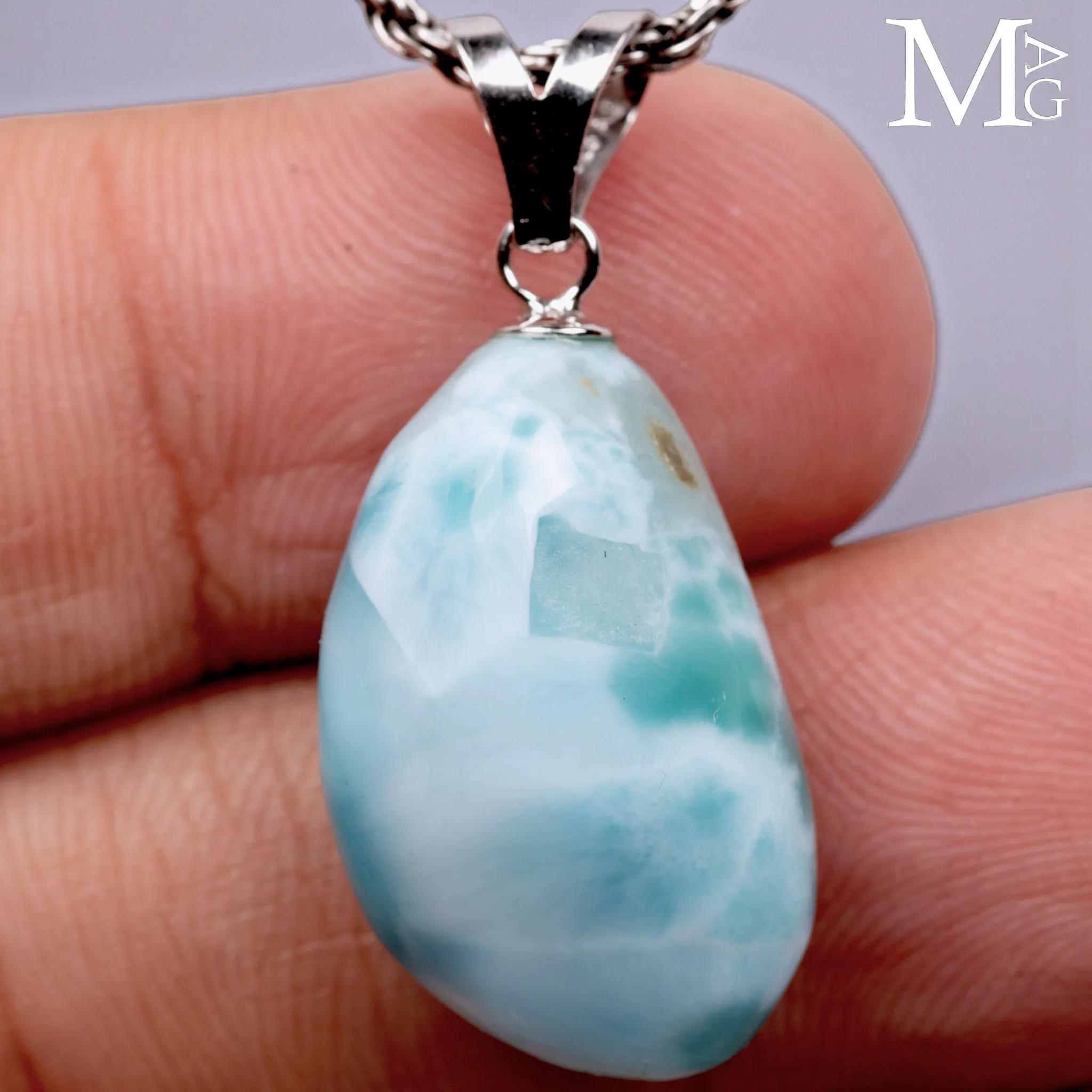 Ciondolo in Argento 925 con Larimar Naturale