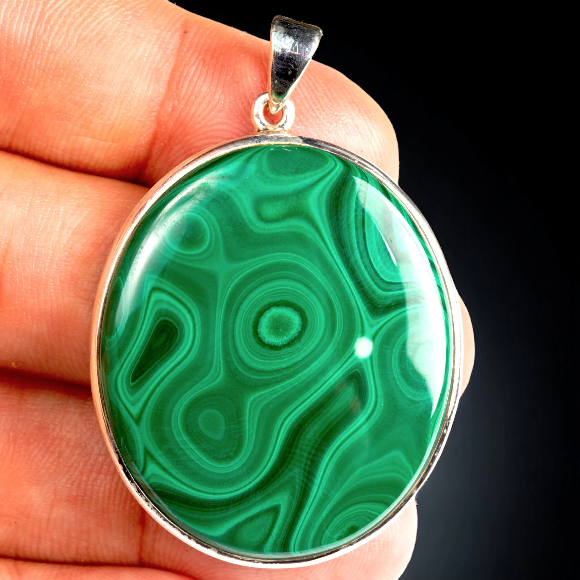 Ciondolo in Argento con  Malachite.