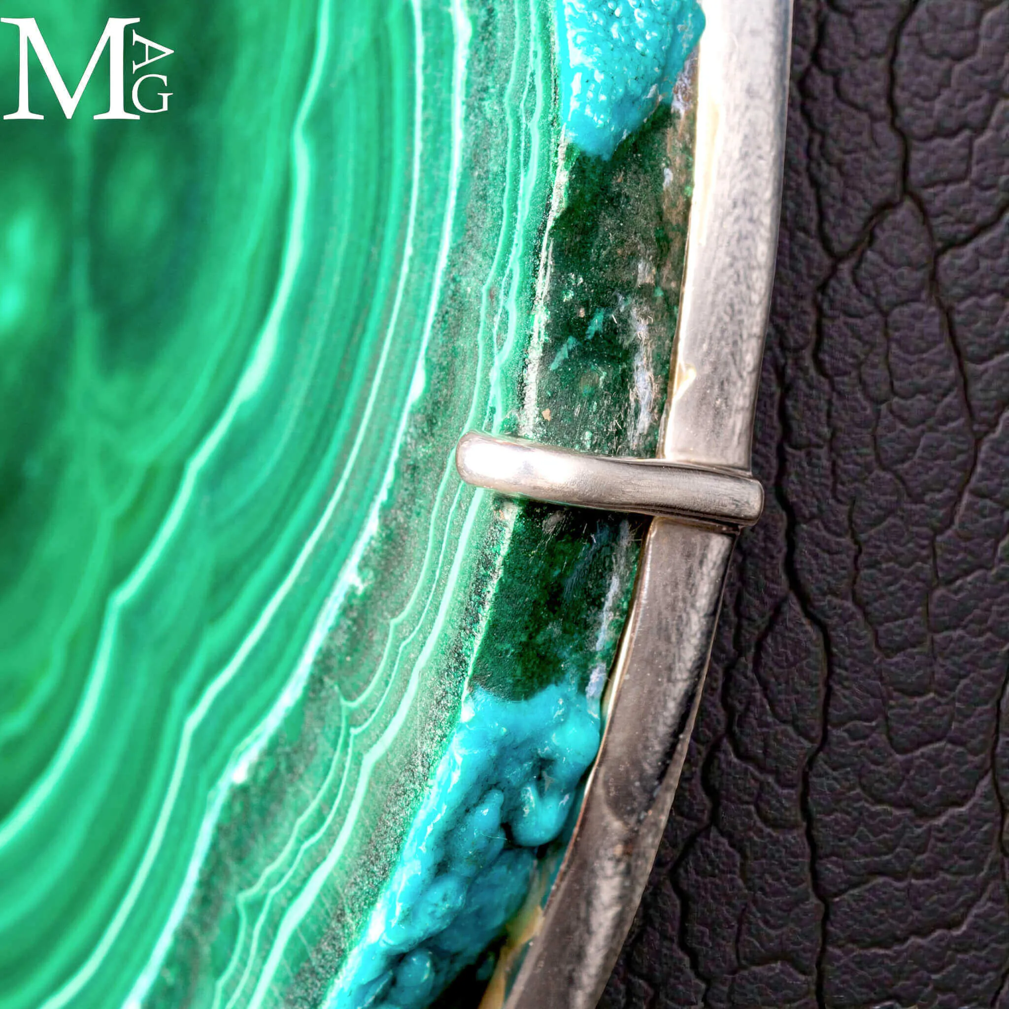 Ciondolo in Argento - Stalattite di Malachite e Crisocolla.