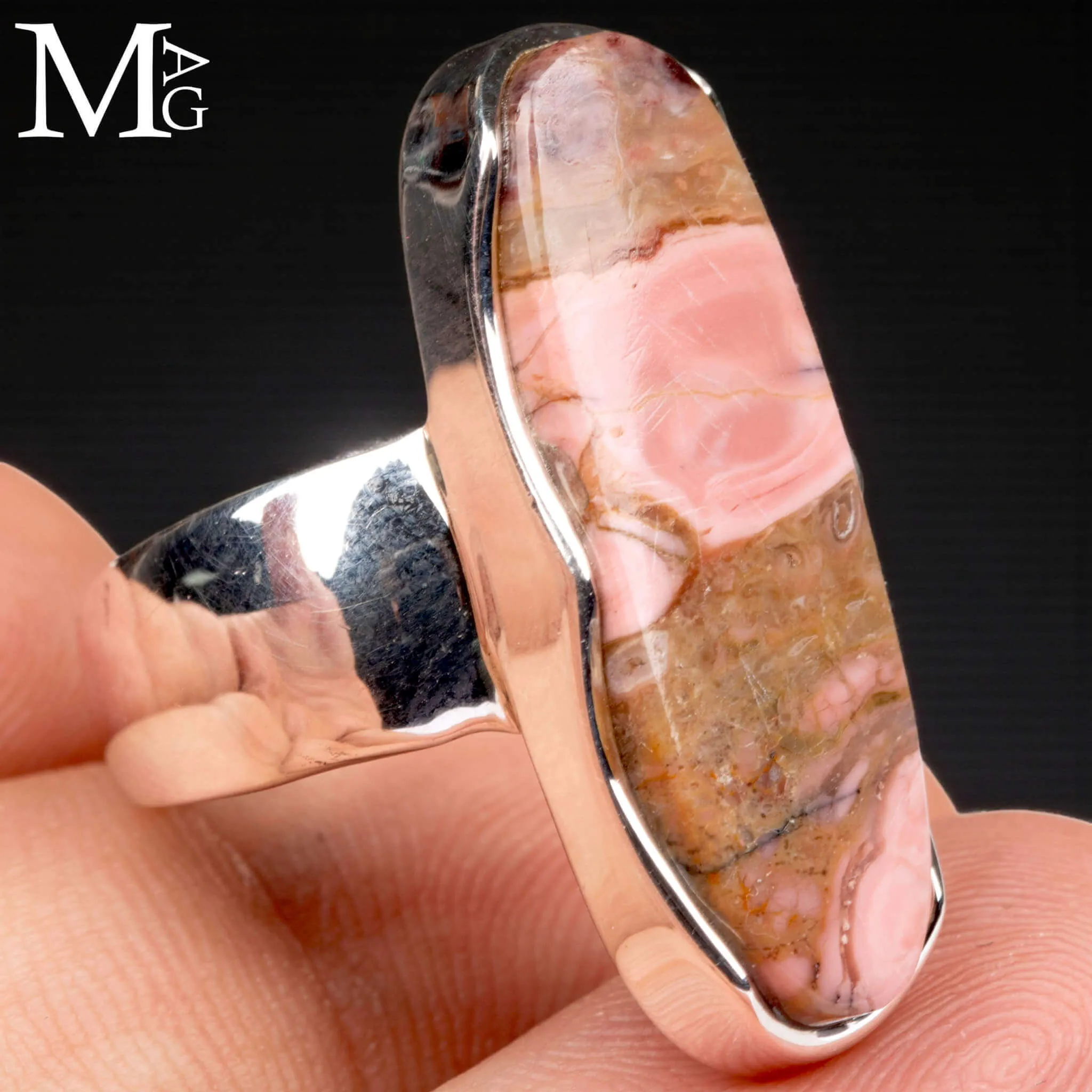 Anello con Mookaite Rosa Australiana.