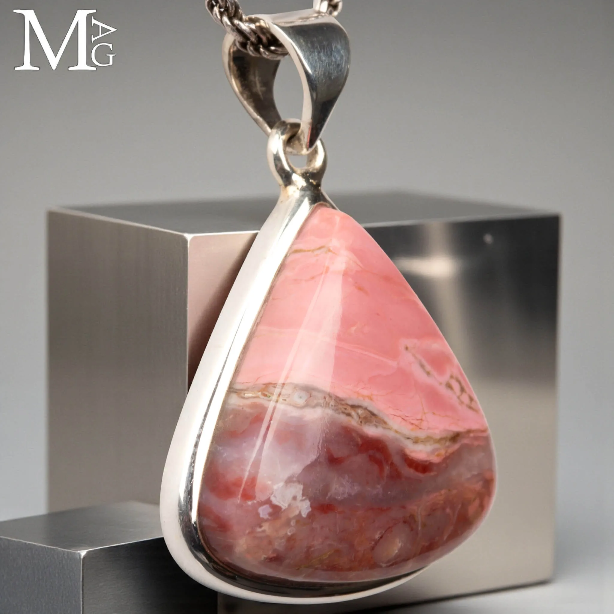 Ciondolo in Argento 925 con Mookaite Rosa Australiana.