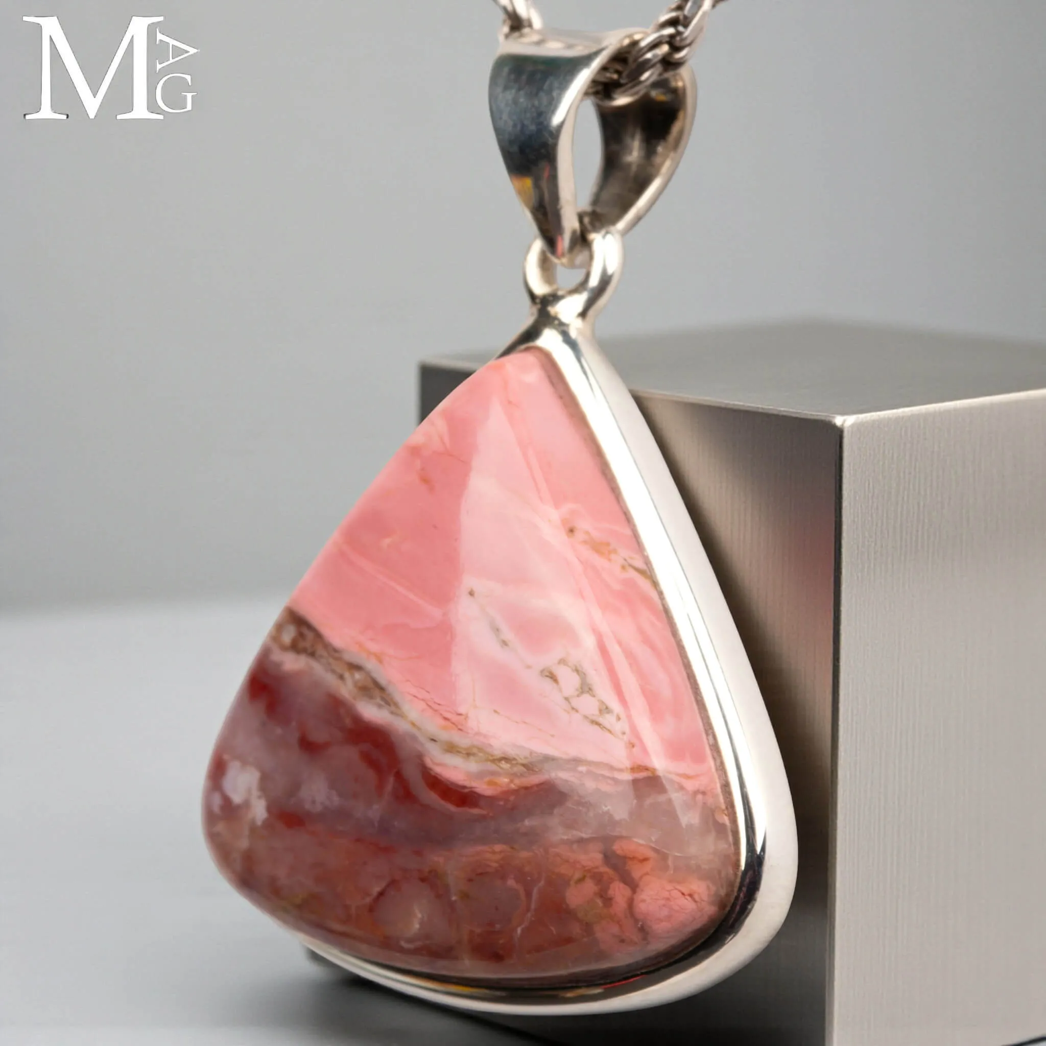 Ciondolo in Argento 925 con Mookaite Rosa Australiana.