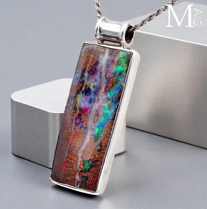 Ciondolo in Argento con Opale Boulder Australiano – Pezzo Unico