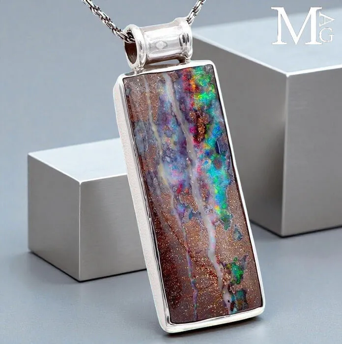 Ciondolo in Argento con Opale Boulder Australiano – Pezzo Unico