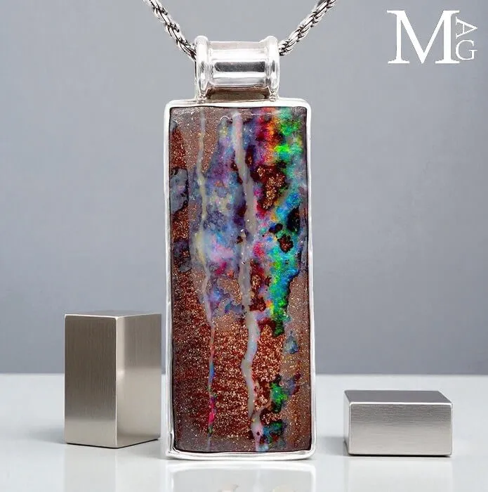 Ciondolo in Argento con Opale Boulder Australiano – Pezzo Unico