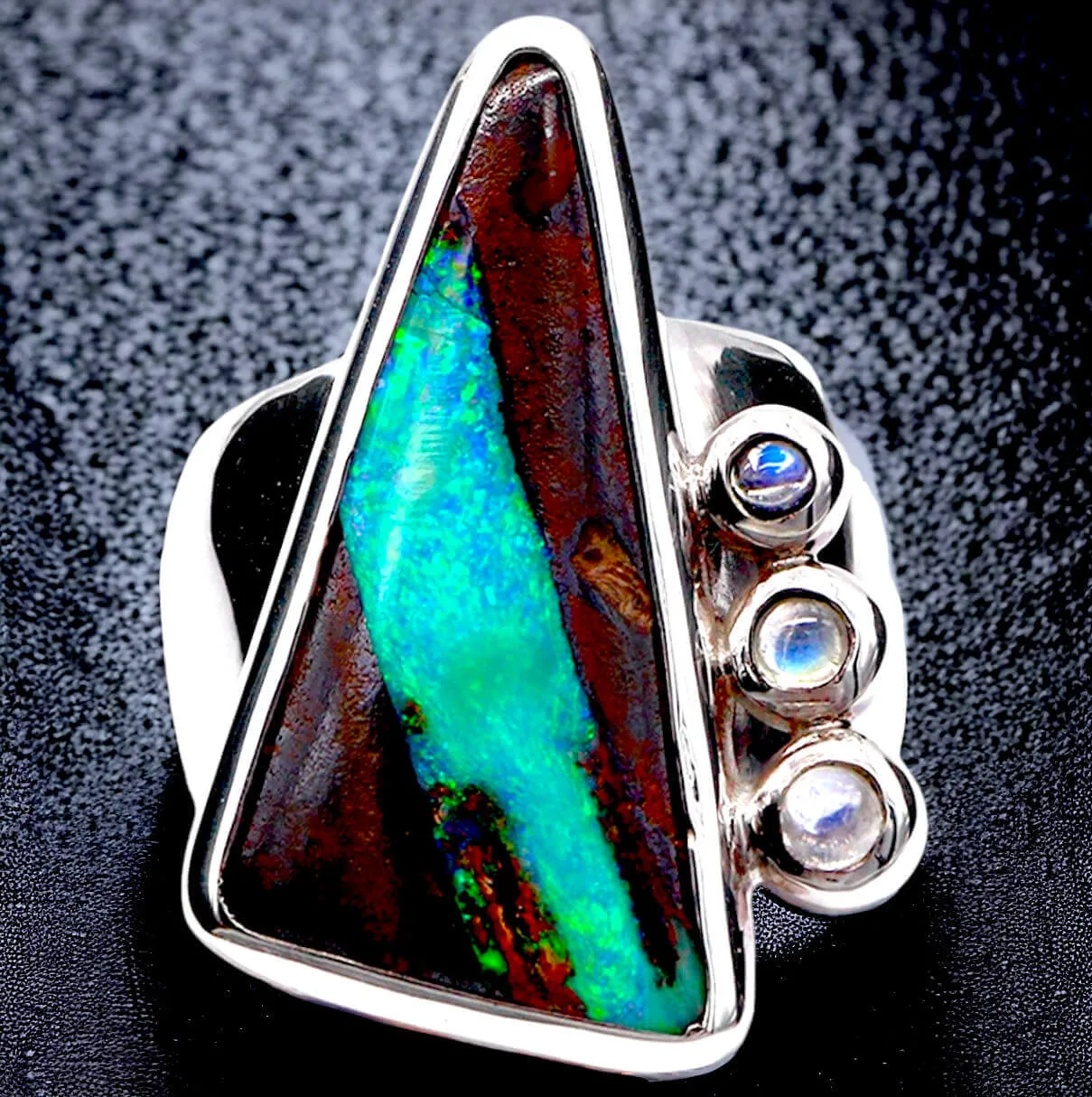 Anello con Opale Australiano Boulder Blue Lagoon