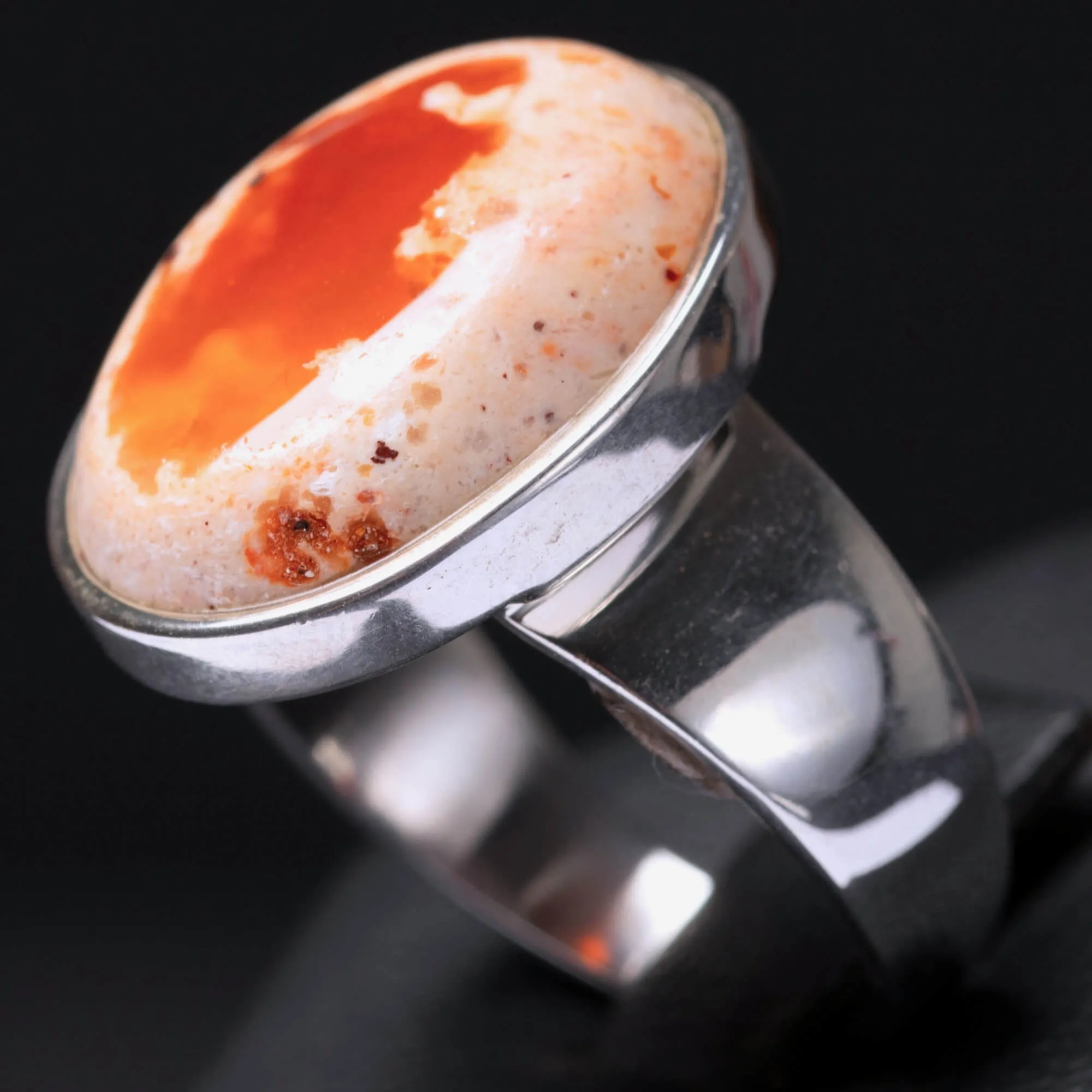 Anello in Argento con Opale di Fuoco Messicano.