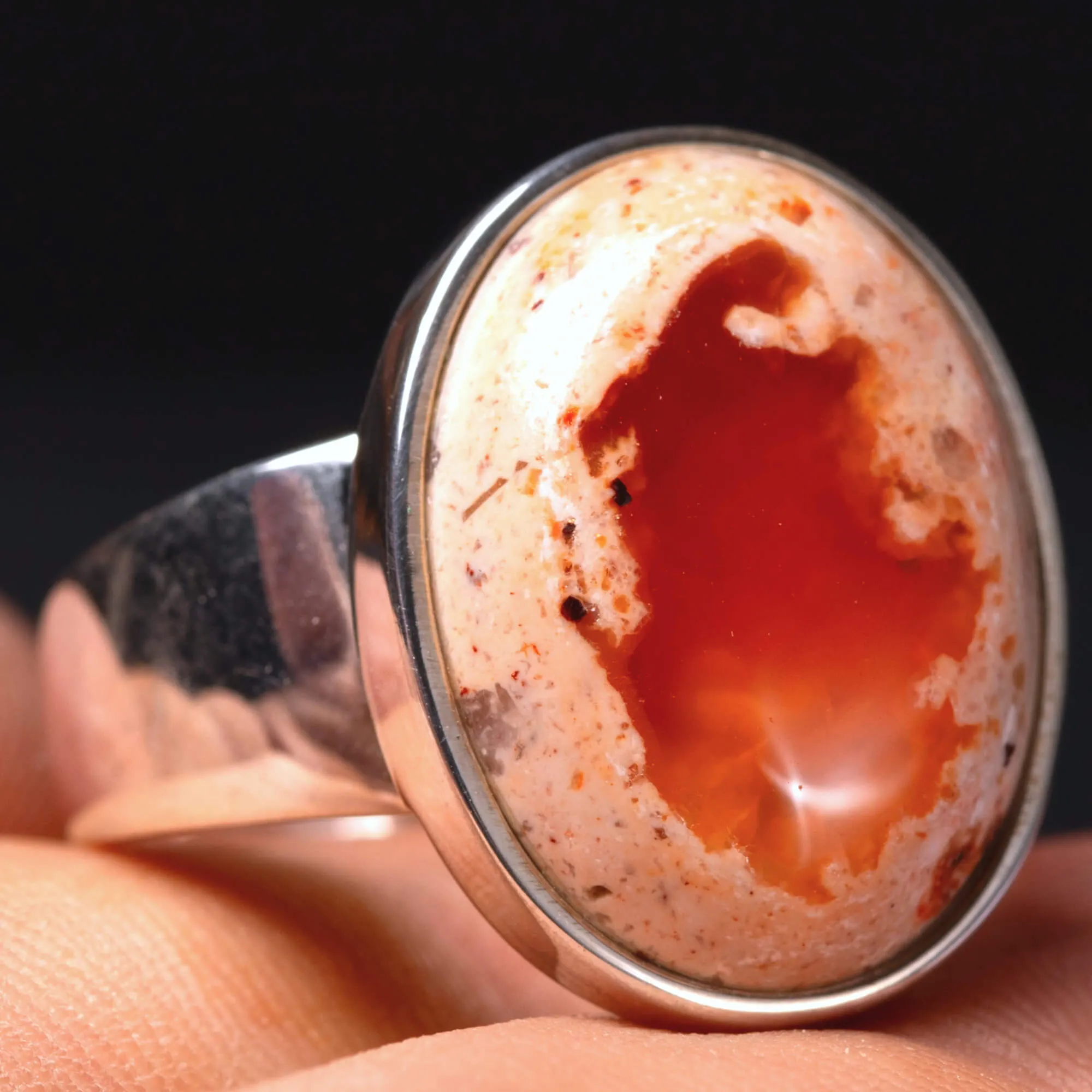 Anello in Argento con Opale di Fuoco Messicano.