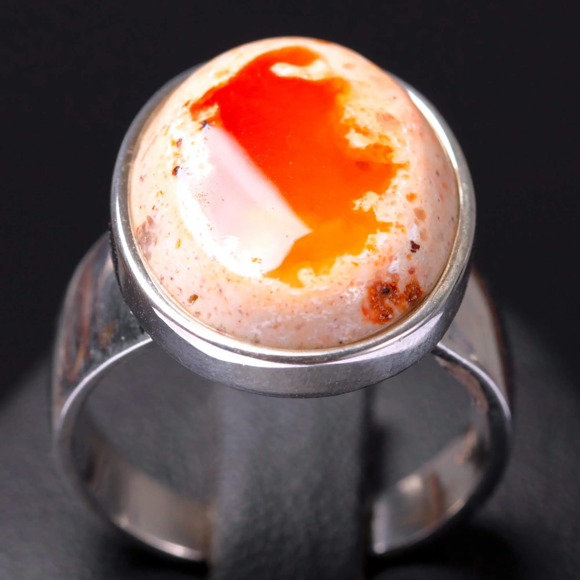Anello in Argento con Opale di Fuoco Messicano.