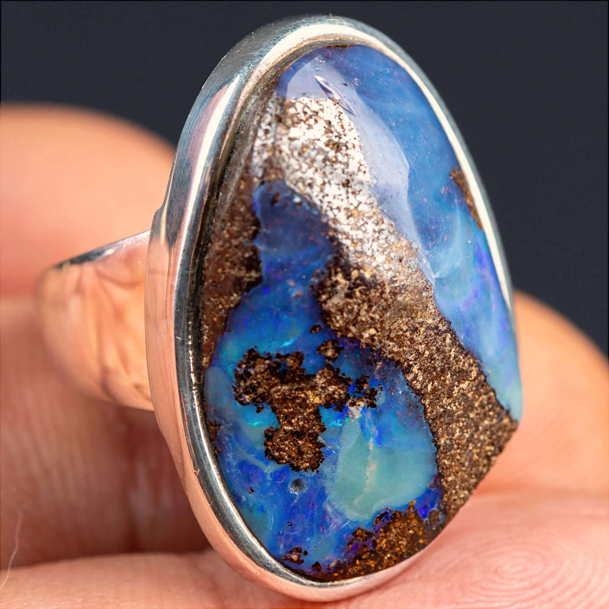 Anello in Argento con Opale Boulder - Australia