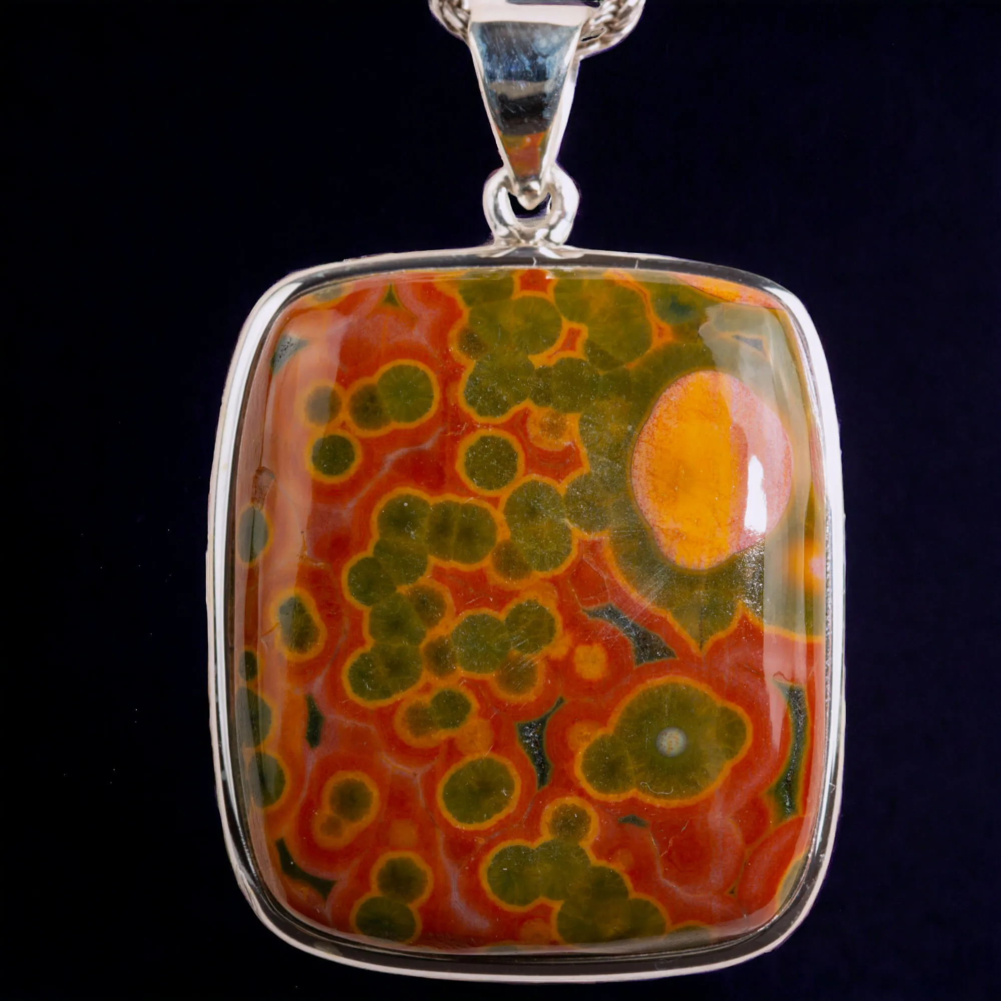 Ciondolo "8th vein ocean jasper" di Diaspro Oceanico Orbicolato Rosso e Verde.