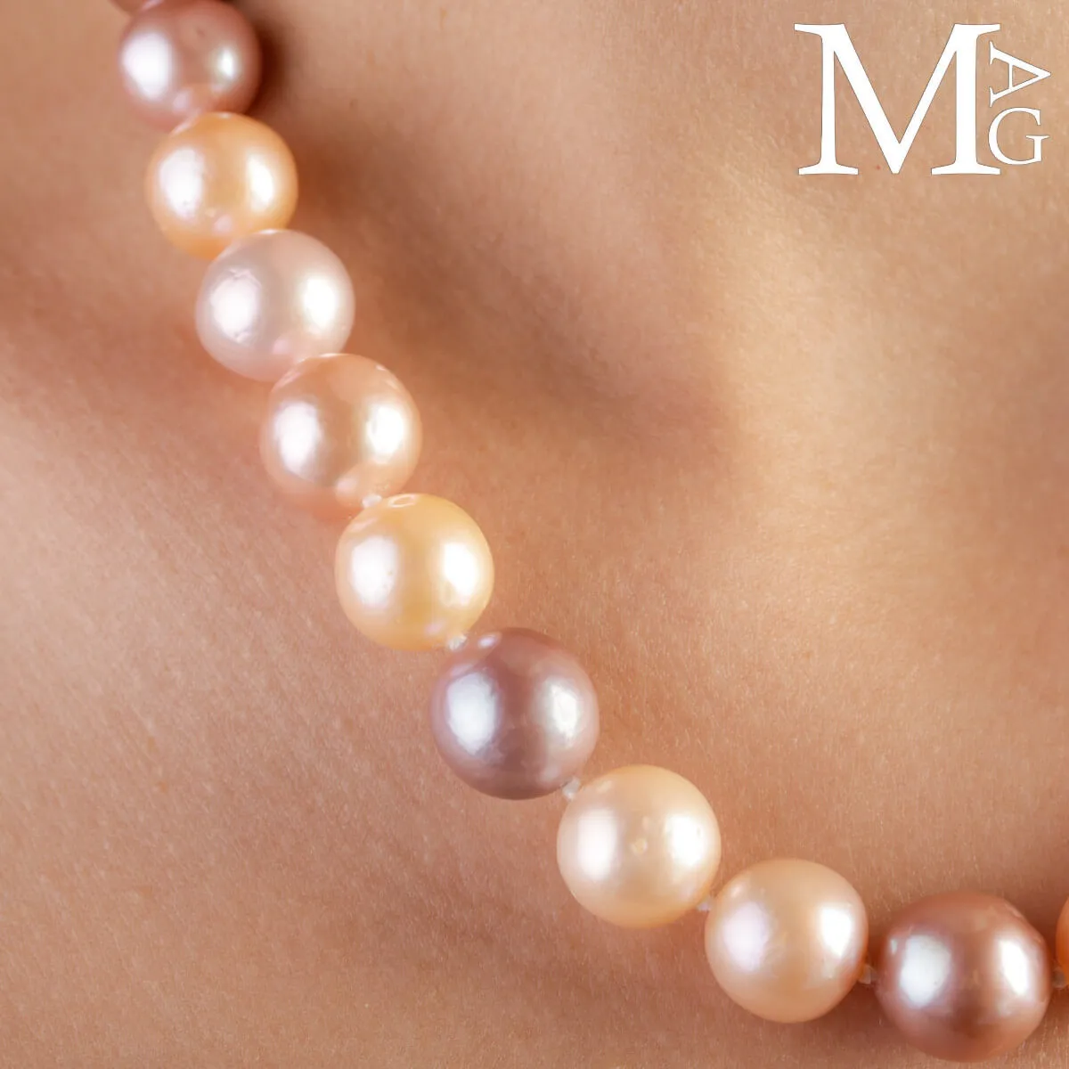Collana in perle d'acqua dolce multicolore – Montatura a scalare