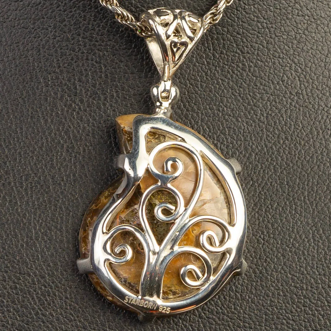 Ciondolo in argento :Ammonite con Ammolite