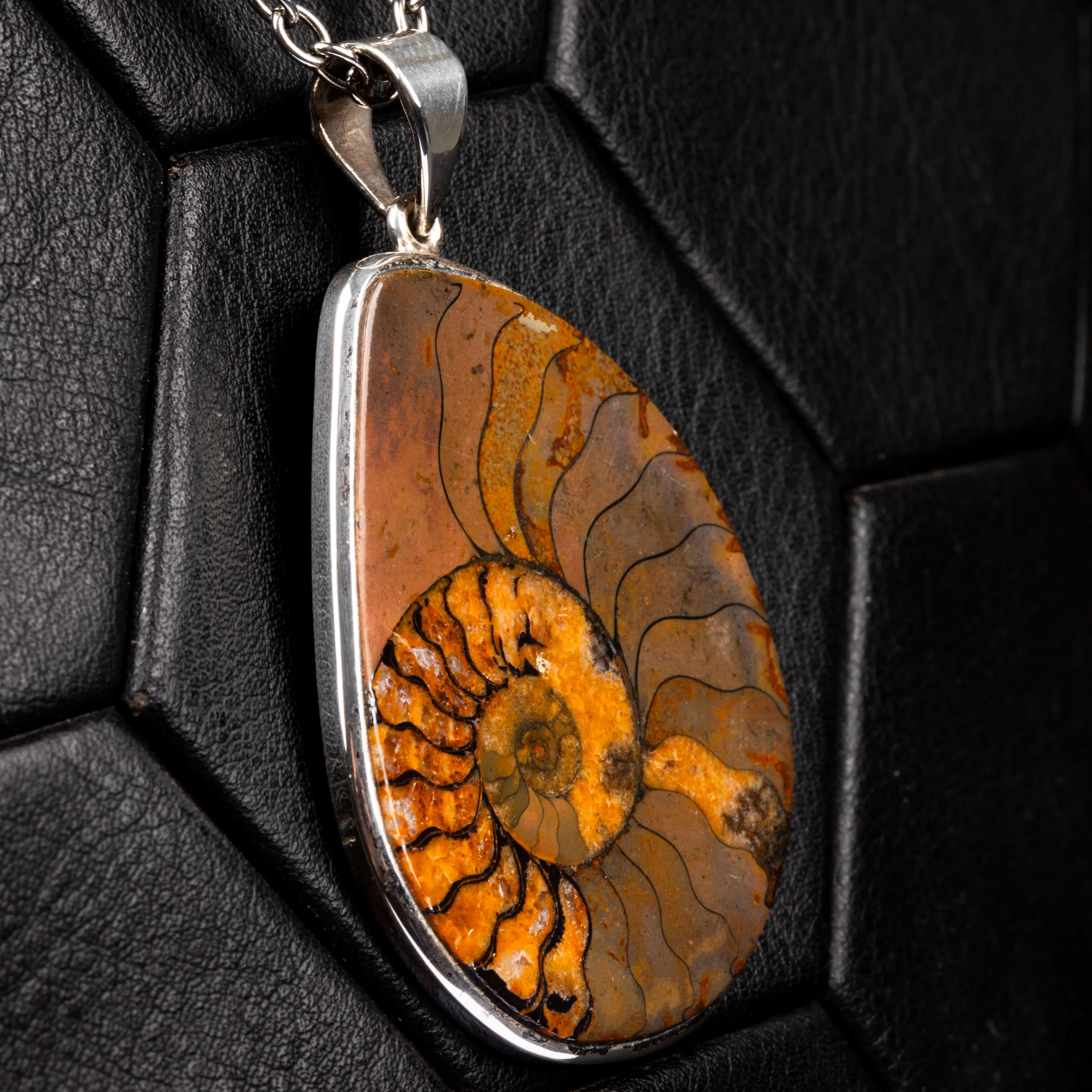 Ciondolo con Ammonite Fossile.