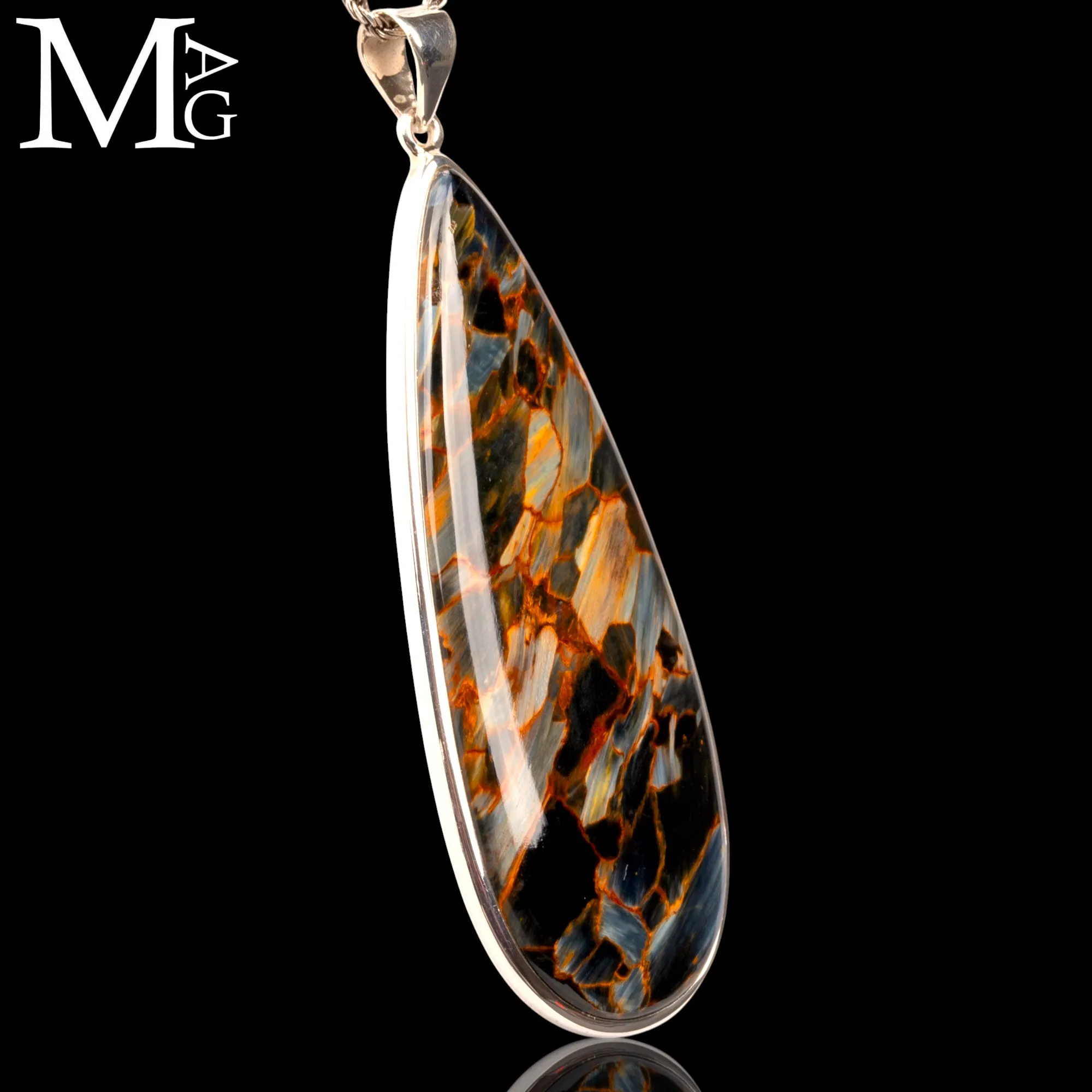 Ciondolo in Argento con Pietersite Naturale della Namibia