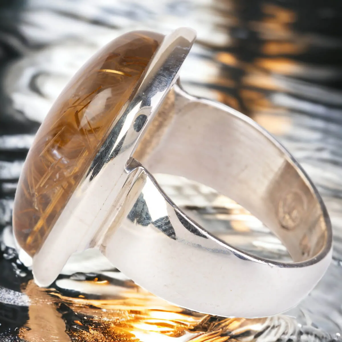Anello in Argento con Quarzo Rutilato Dorato