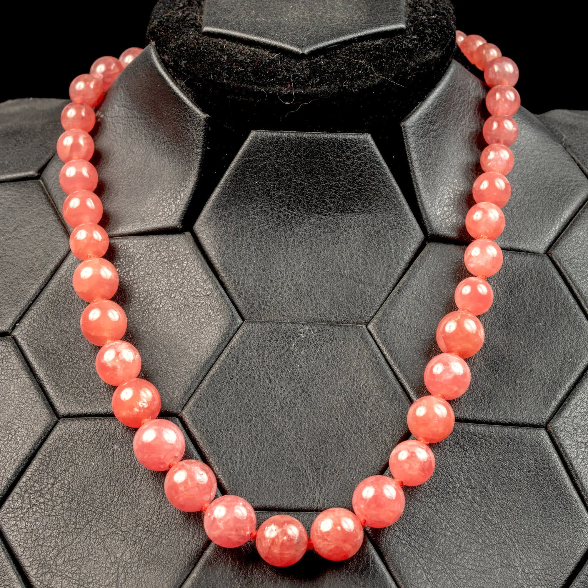 Collana Esclusiva di Gemme di Rodocrosite Naturale di Prima Selezione.