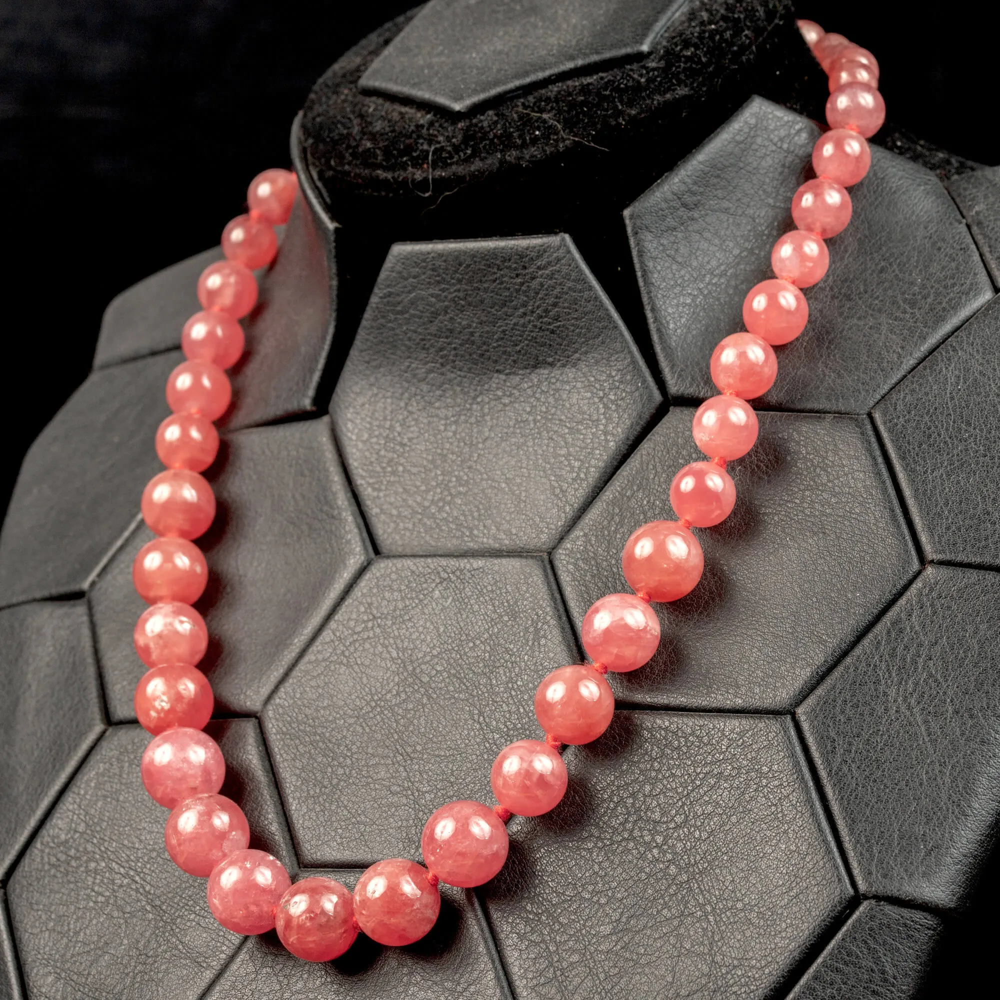 Collana Esclusiva di Gemme di Rodocrosite Naturale di Prima Selezione.