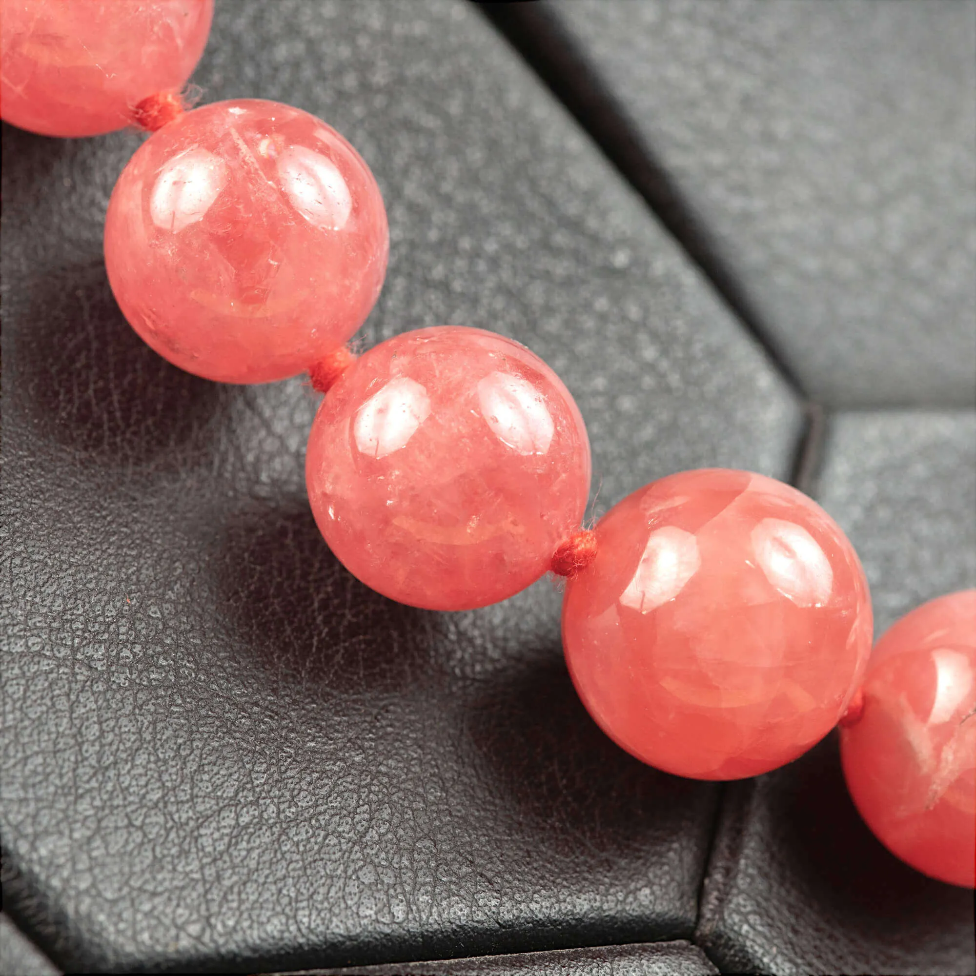 Collana Esclusiva di Perle di Rodocrosite Naturale Gem.