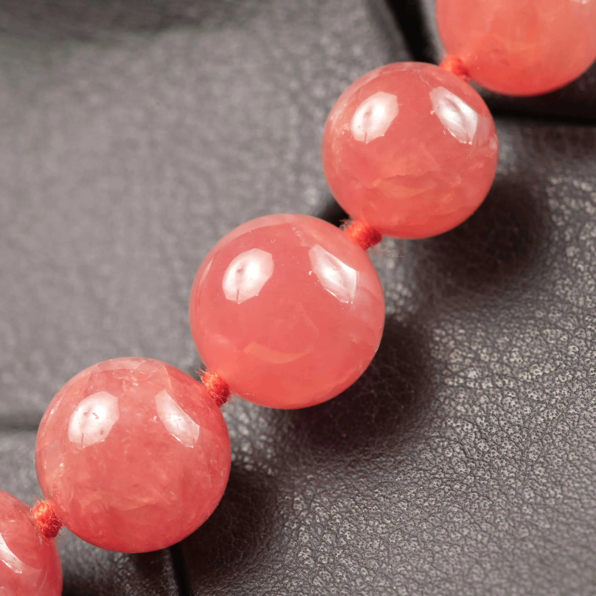 Collana Esclusiva di Perle di Rodocrosite Naturale Gem.