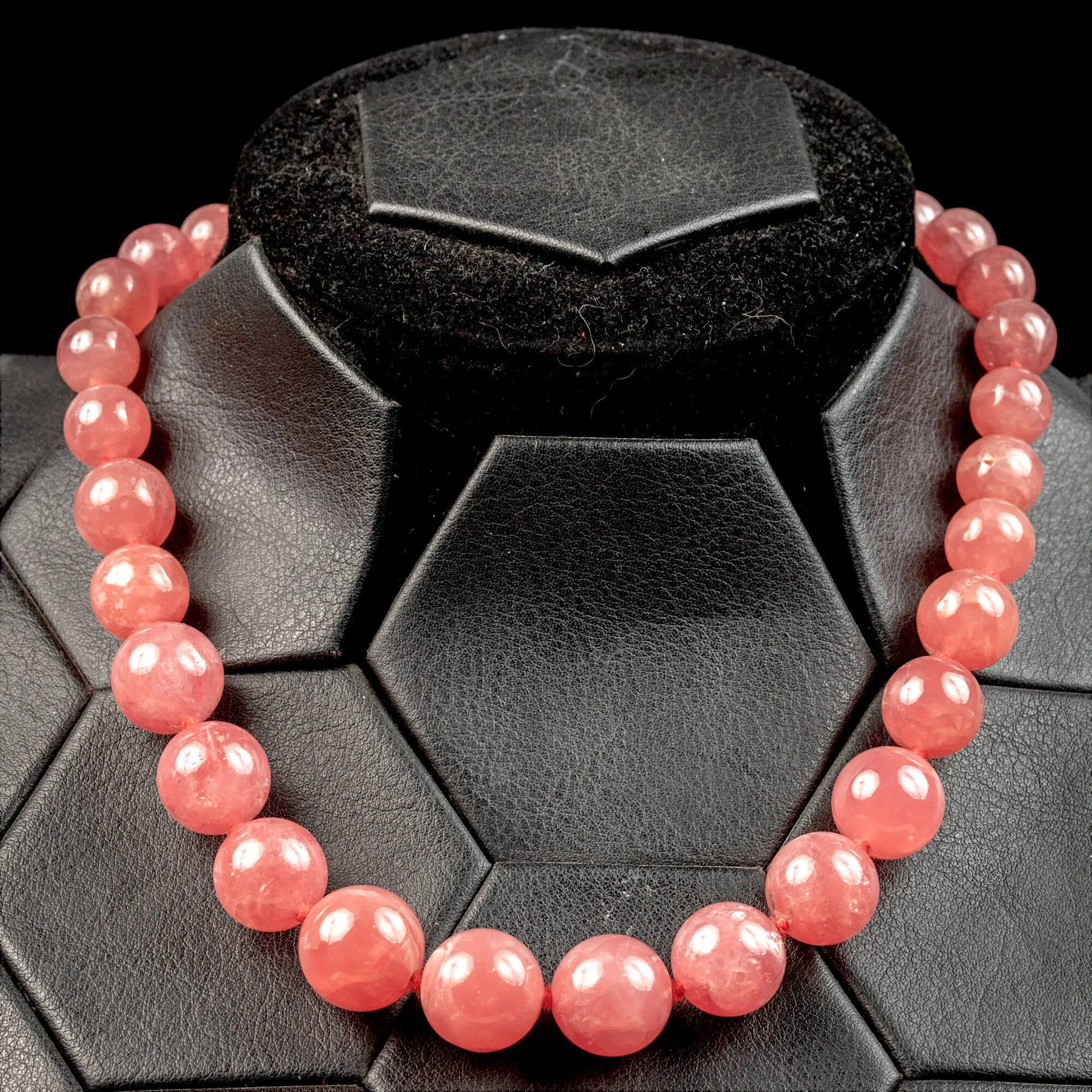Collana Esclusiva di Perle di Rodocrosite Naturale Gem.