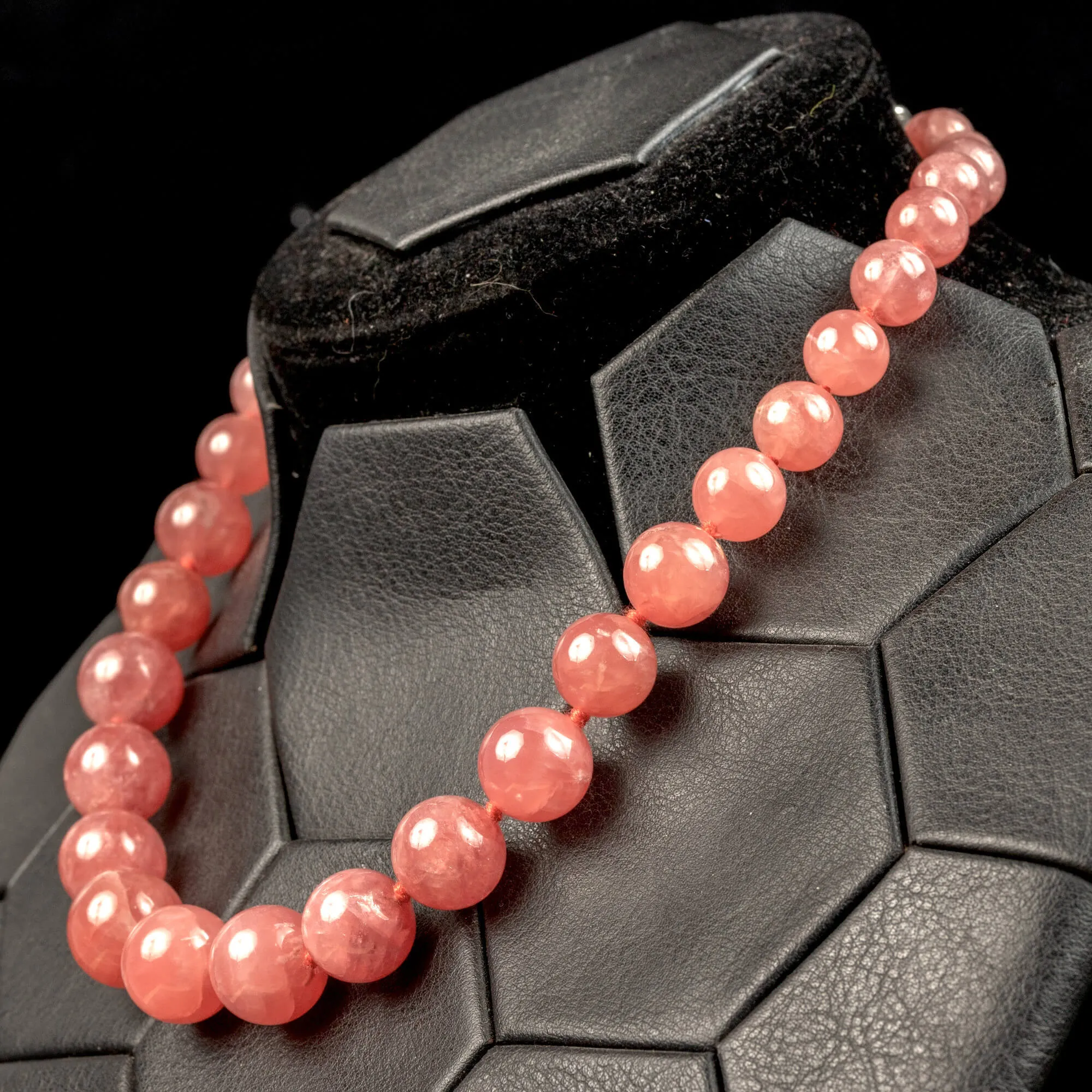 Collana Esclusiva di Perle di Rodocrosite Naturale Gem.
