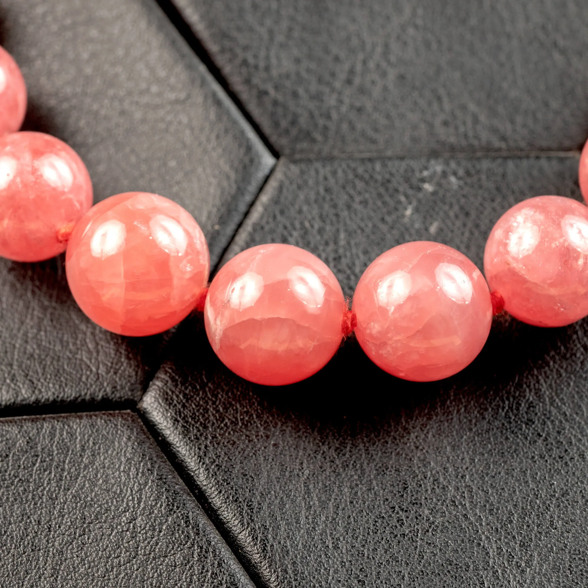 Collana Esclusiva di Perle di Rodocrosite Naturale Gem.