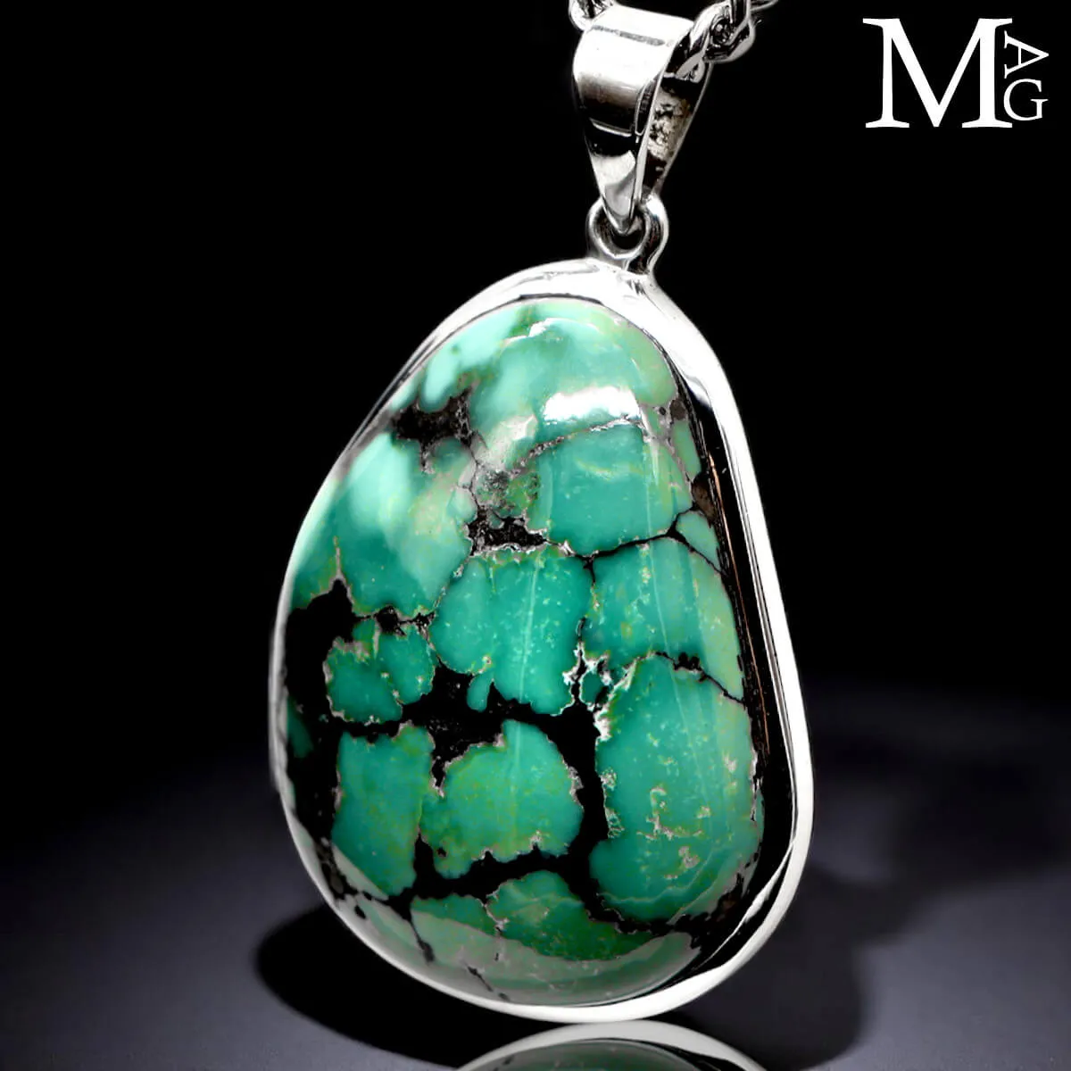 Ciondolo in Argento con Turchese Tibetano – Energia Ancestrale.