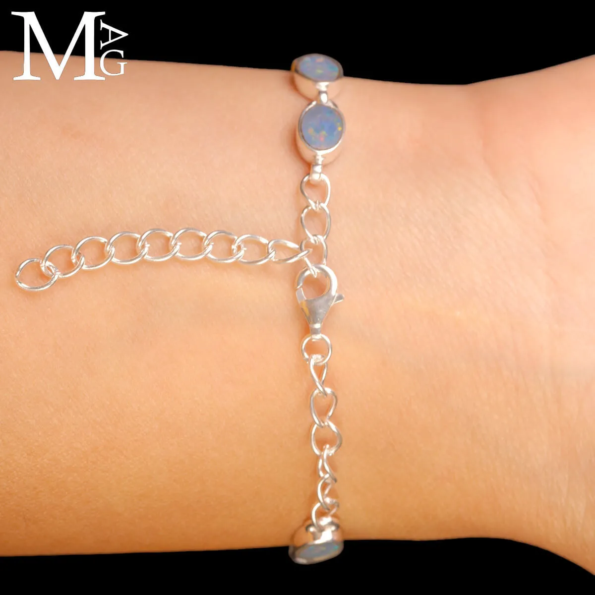 Bracciale in Argento con 11 Opali Welo.