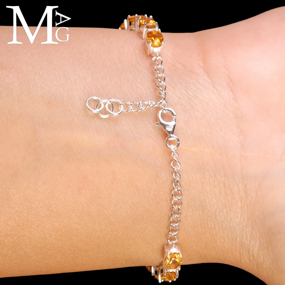 Bracciale in Argento con Citrini Sfaccettati.