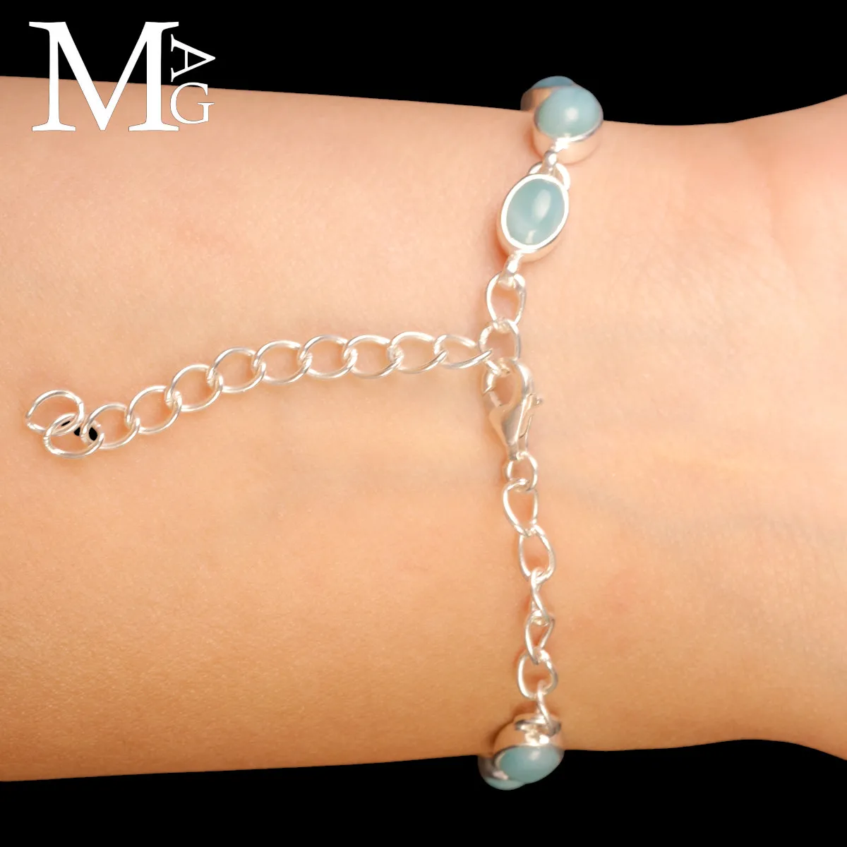 Bracciale in Argento con Gemme di Larimar.