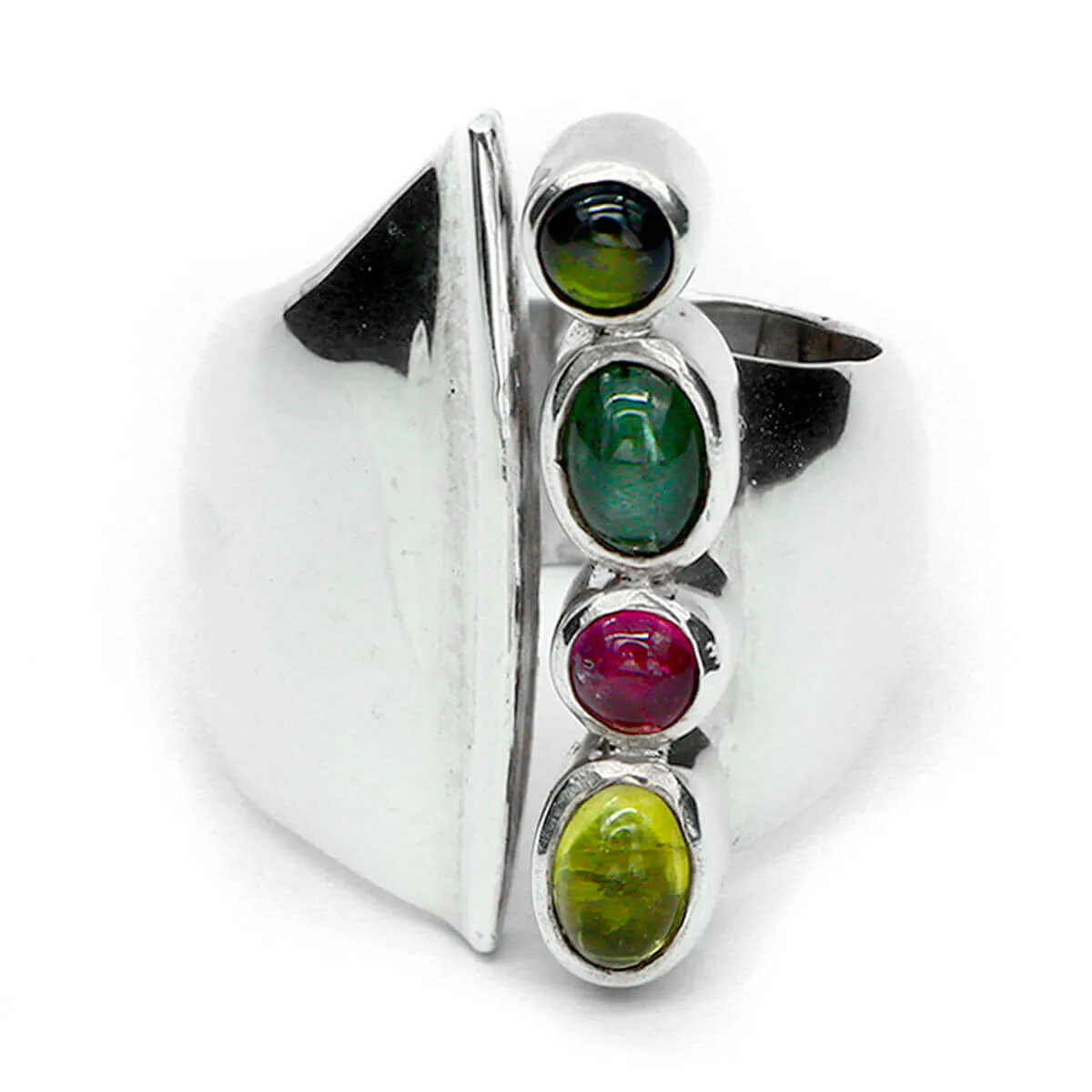 Anello a fascia con Tormaline colorate
