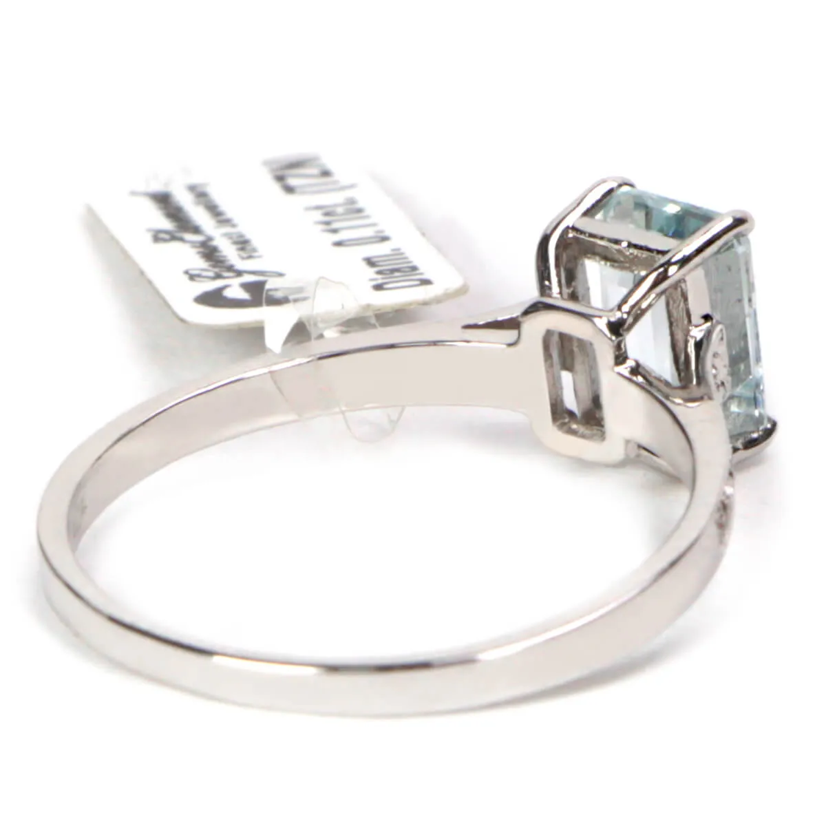 Anello Oro Bianco Acquamarina e Diamanti