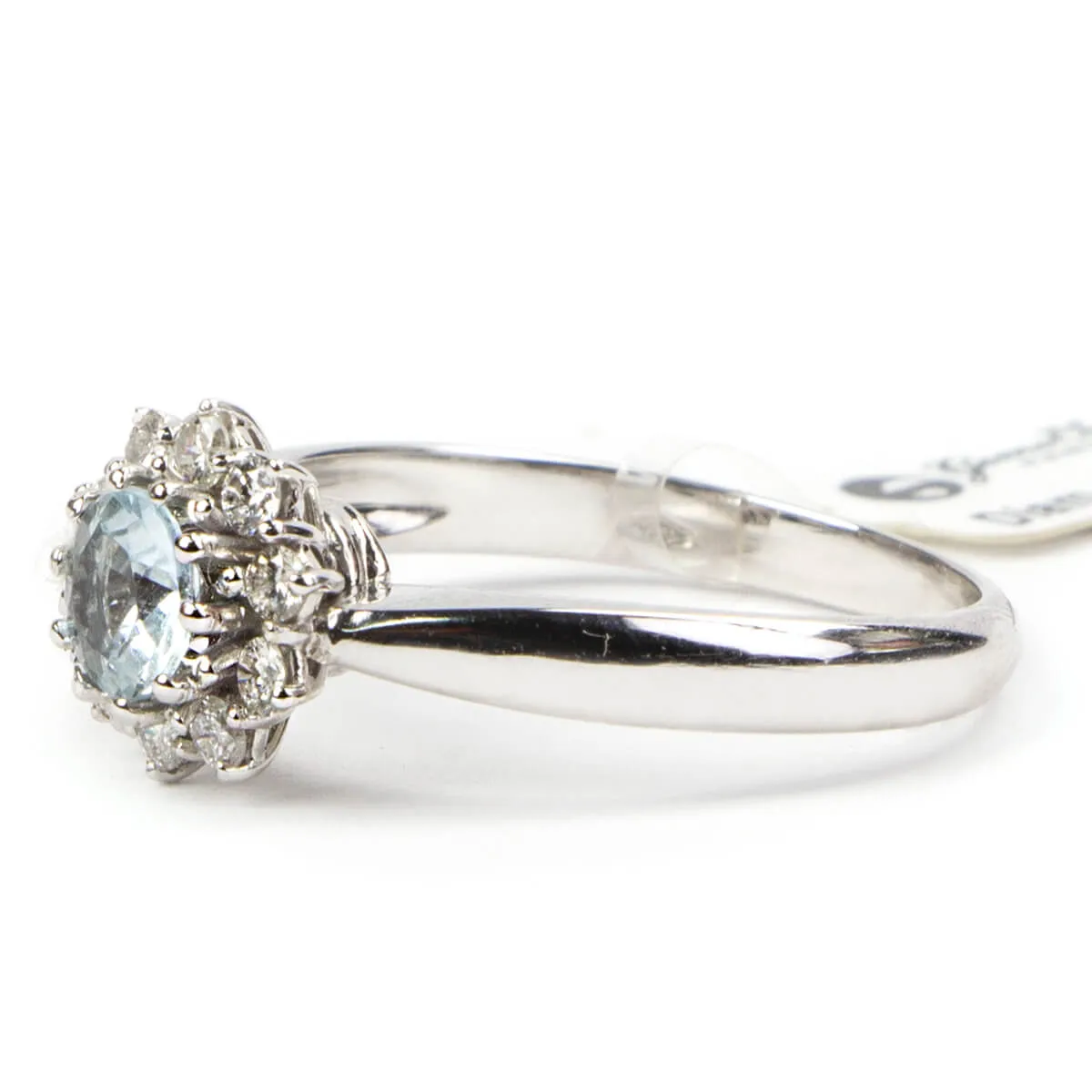 Anello Oro Bianco Acquamarina e Diamanti