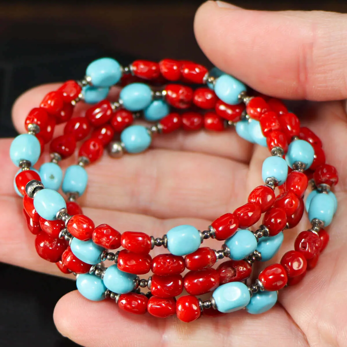Bracciale con Corallo e Turchese