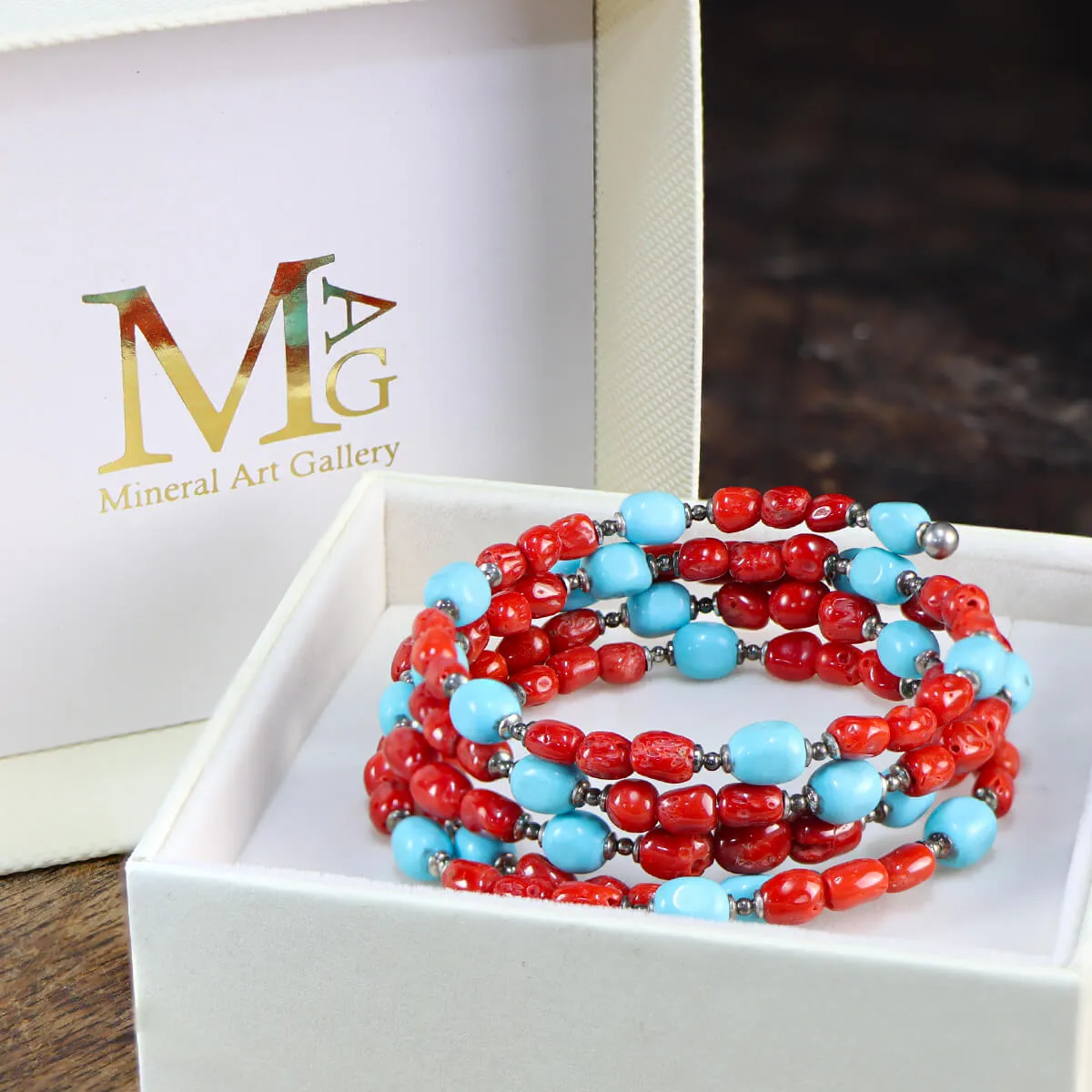 Bracciale con Corallo e Turchese