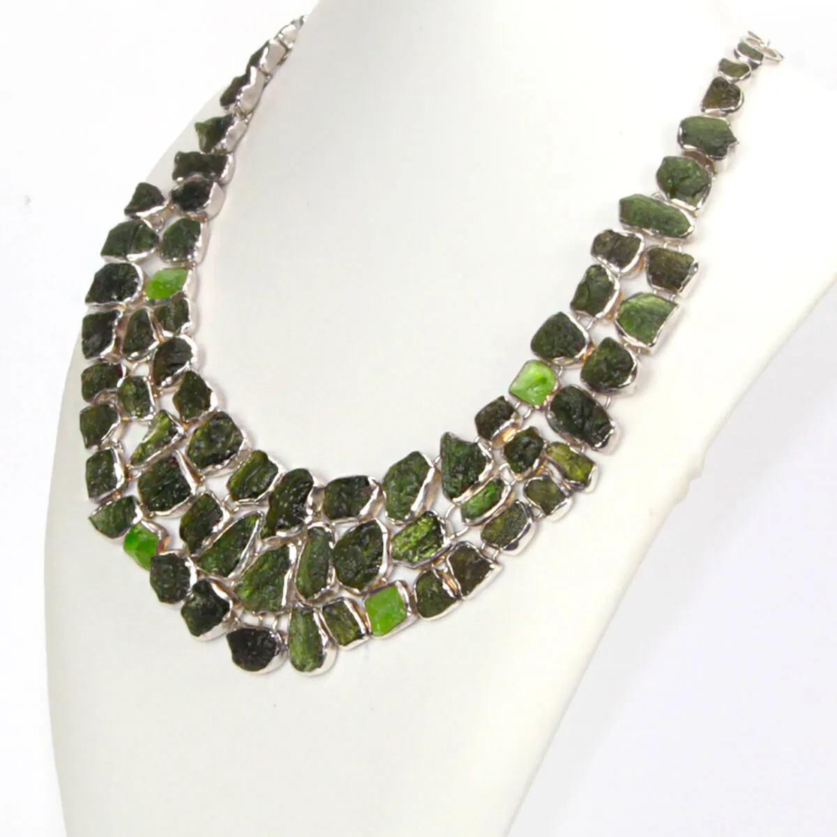 Collana con Moldavite e Peridoto