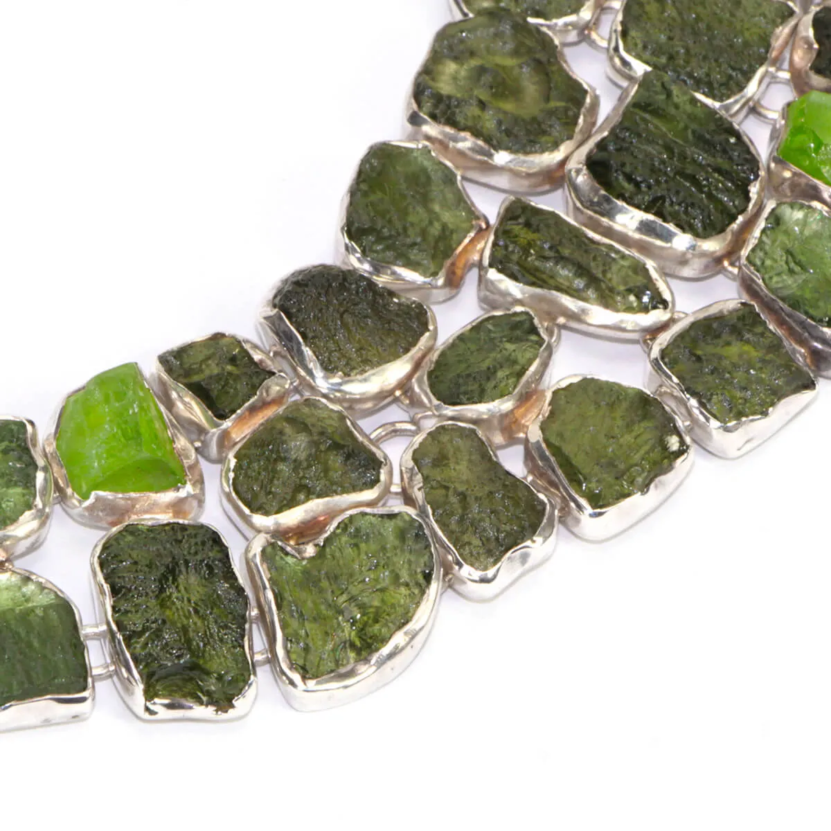 Collana con Moldavite e Peridoto