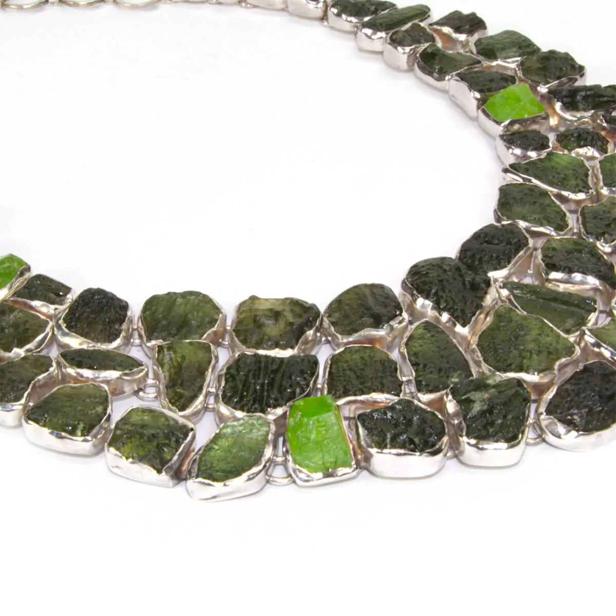 Collana con Moldavite e Peridoto