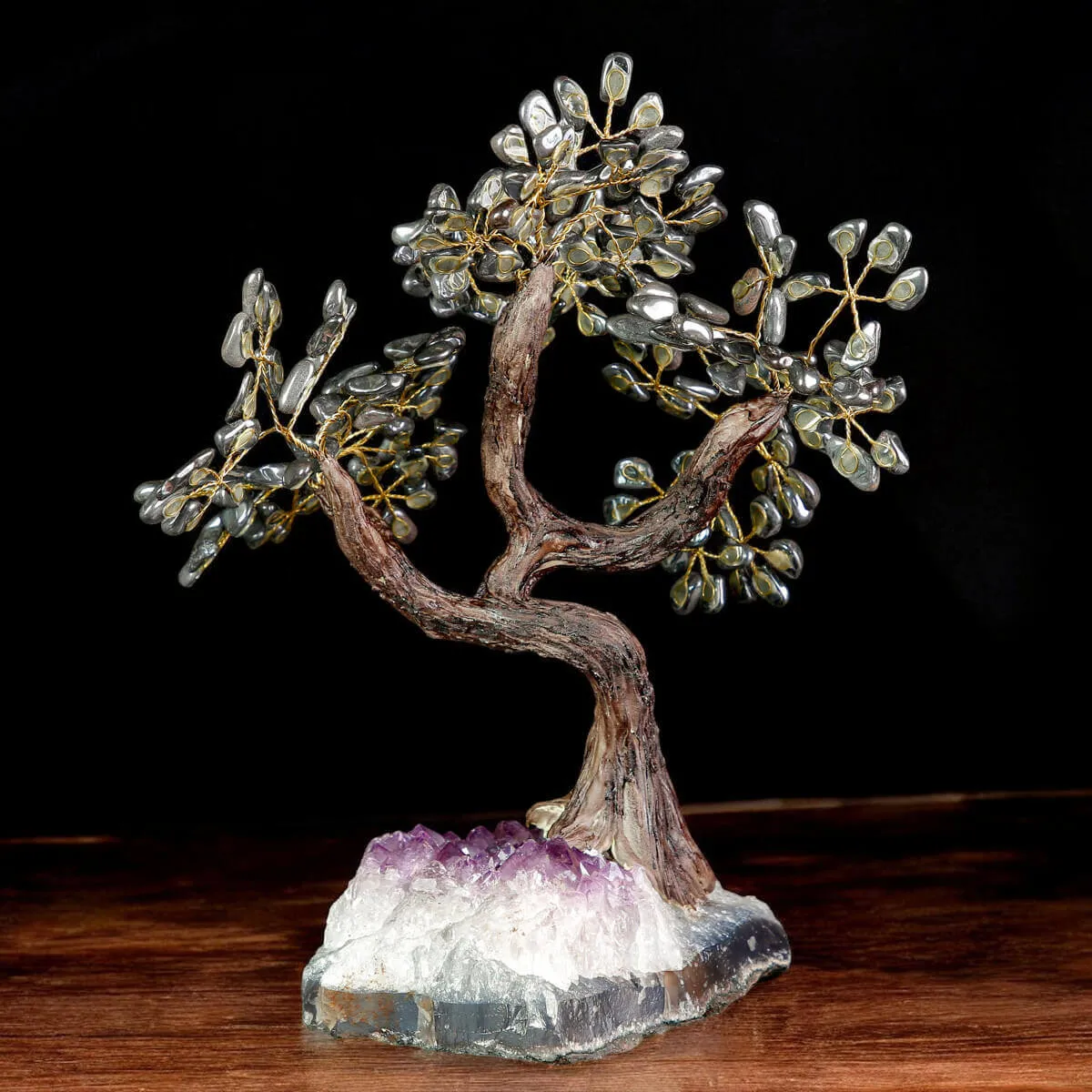 Albero Bonsai in Ematite su Base di Ametista – Elemento Feng Shui.