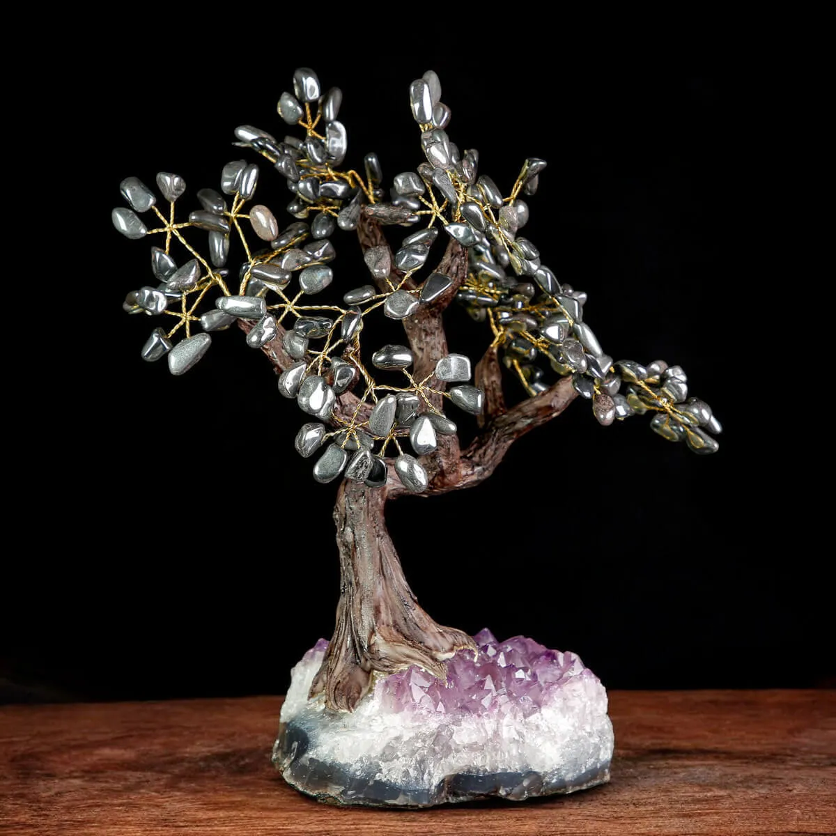 Albero Bonsai in Ematite su Base di Ametista – Elemento Feng Shui.