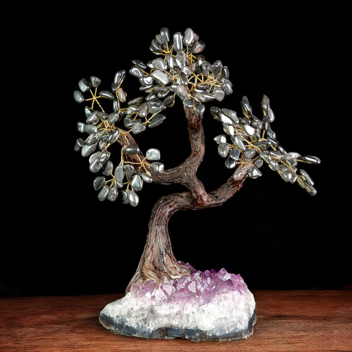 Albero Bonsai in Ematite su Base di Ametista – Elemento Feng Shui.